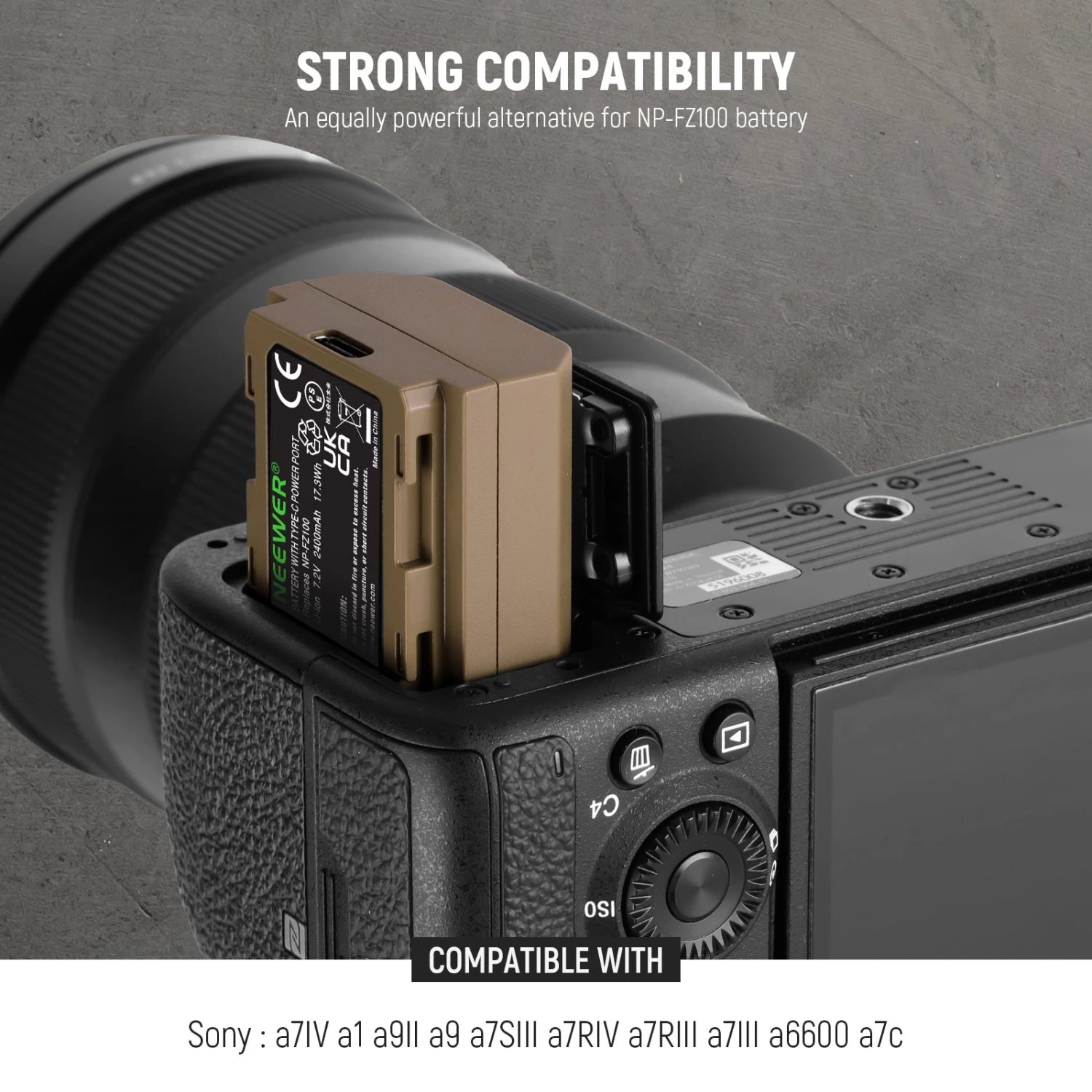 NEEWER NP-FZ100 2400mAh Replacement Battery For Sony 2 NEEWER NP-FZ100 2400mAh Replacement Battery For Sony - Image 2