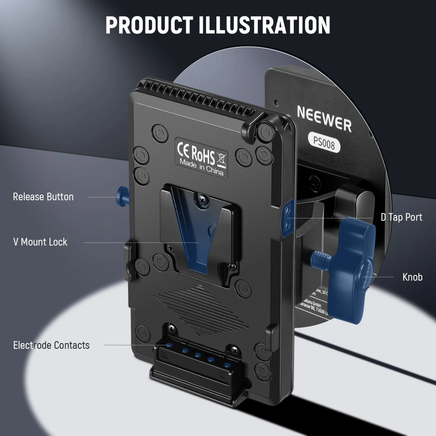 NEEWER PS008 K2 V Mount Battery Plate & D Tap To DC Cable For MS Series 5 NEEWER PS008 K2 V Mount Battery Plate & D Tap To DC Cable For MS Series - Image 5