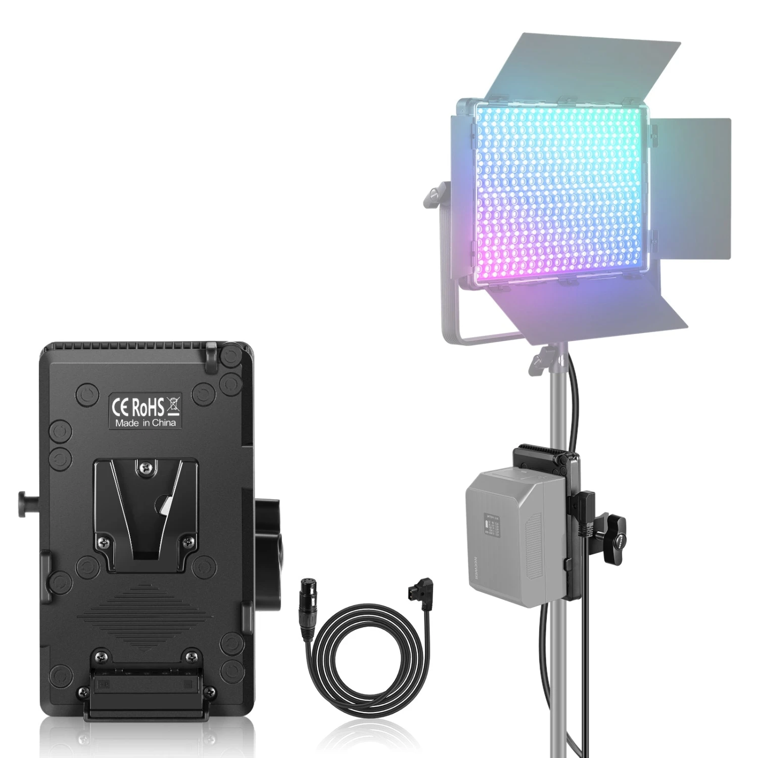 NEEWER PS008 K3 V Mount Battery Plate & D Tap To 4 Pin XLR Cable For PL60C 1 NEEWER PS008 K3 V Mount Battery Plate & D Tap To 4 Pin XLR Cable For PL60C