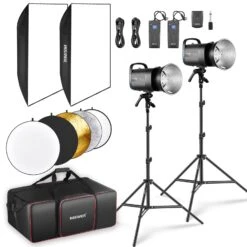 NEEWER 2 Pack S101-300W 300Ws Studio Monolight Flash Light Kit