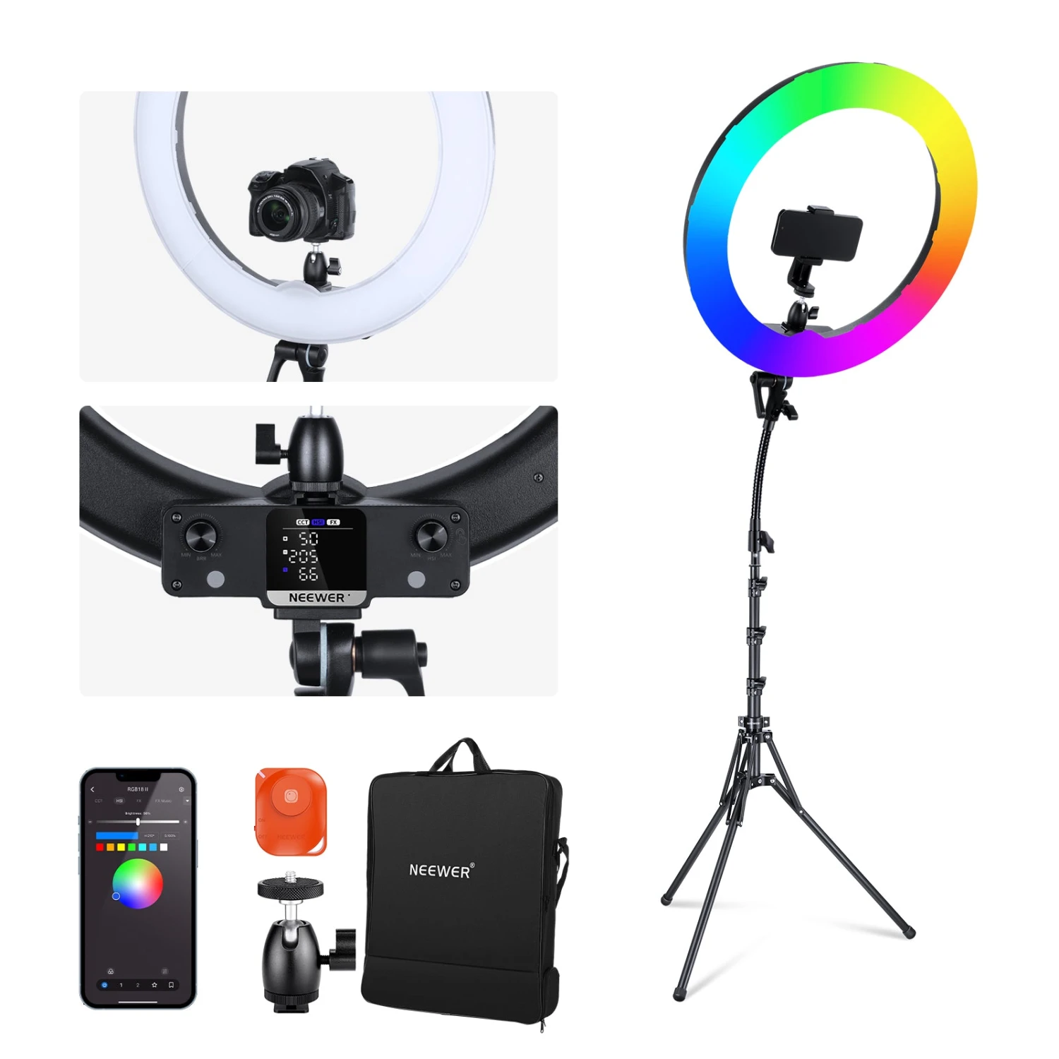 NEEWER RGB18 II 18 Inch RGB LED Ring Light With APP Control 1 NEEWER RGB18 II 18 Inch RGB LED Ring Light With APP Control
