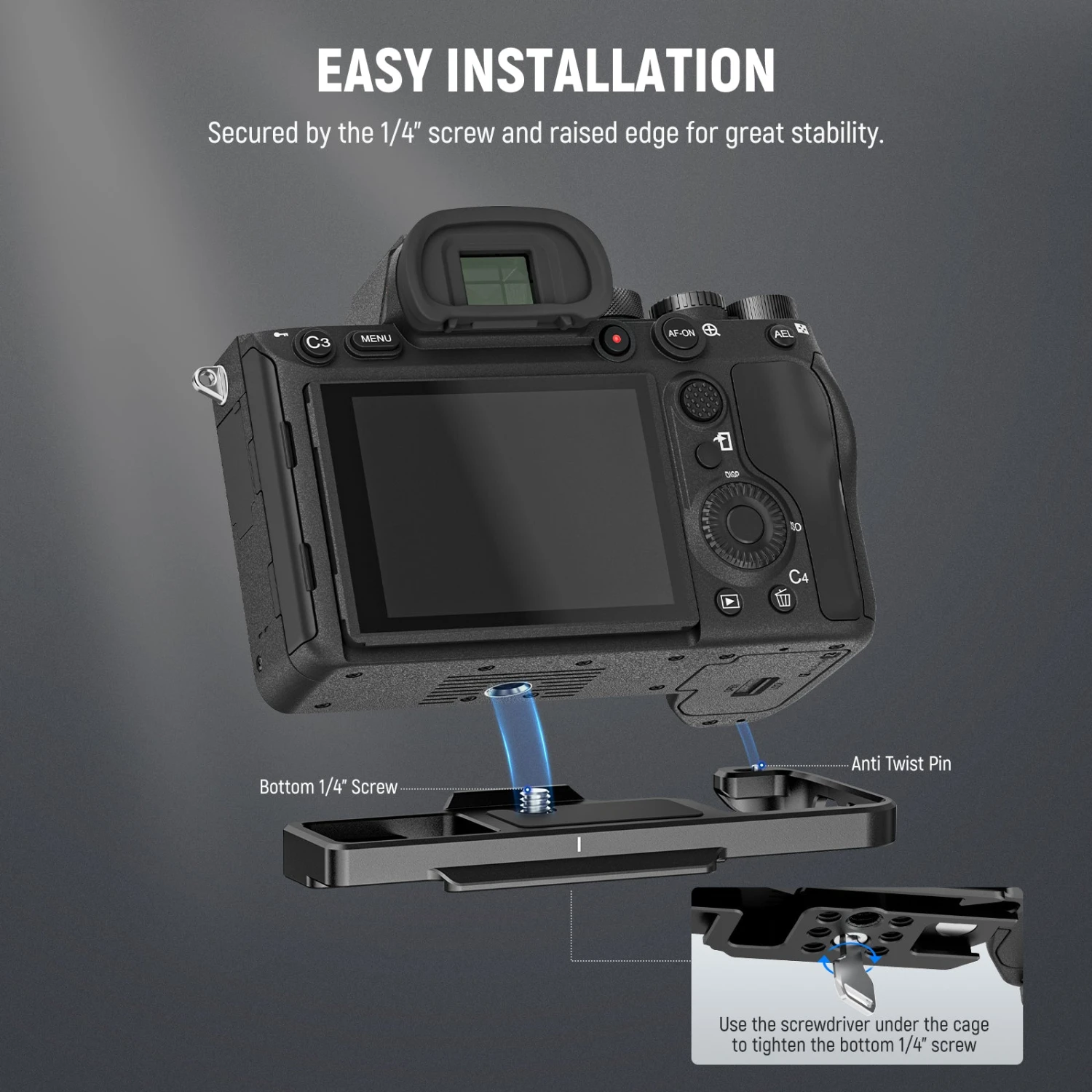 NEEWER CA004B Camera Baseplate For Sony A7 IV A7R IV A7R V A7S IIIDJI Gimbal 4 NEEWER CA004B Camera Baseplate For Sony A7 IV A7R IV A7R V A7S IIIDJI Gimbal - Image 4