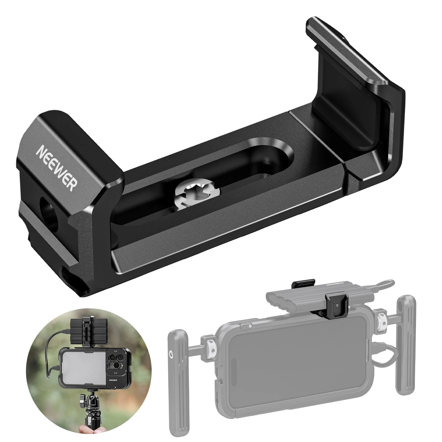 NEEWER UA051 T5/T7/T9 Portable SSD Holder Mount For IPhone 15 Pro/Pro Max Cage 1 NEEWER UA051 T5/T7/T9 Portable SSD Holder Mount For IPhone 15 Pro/Pro Max Cage