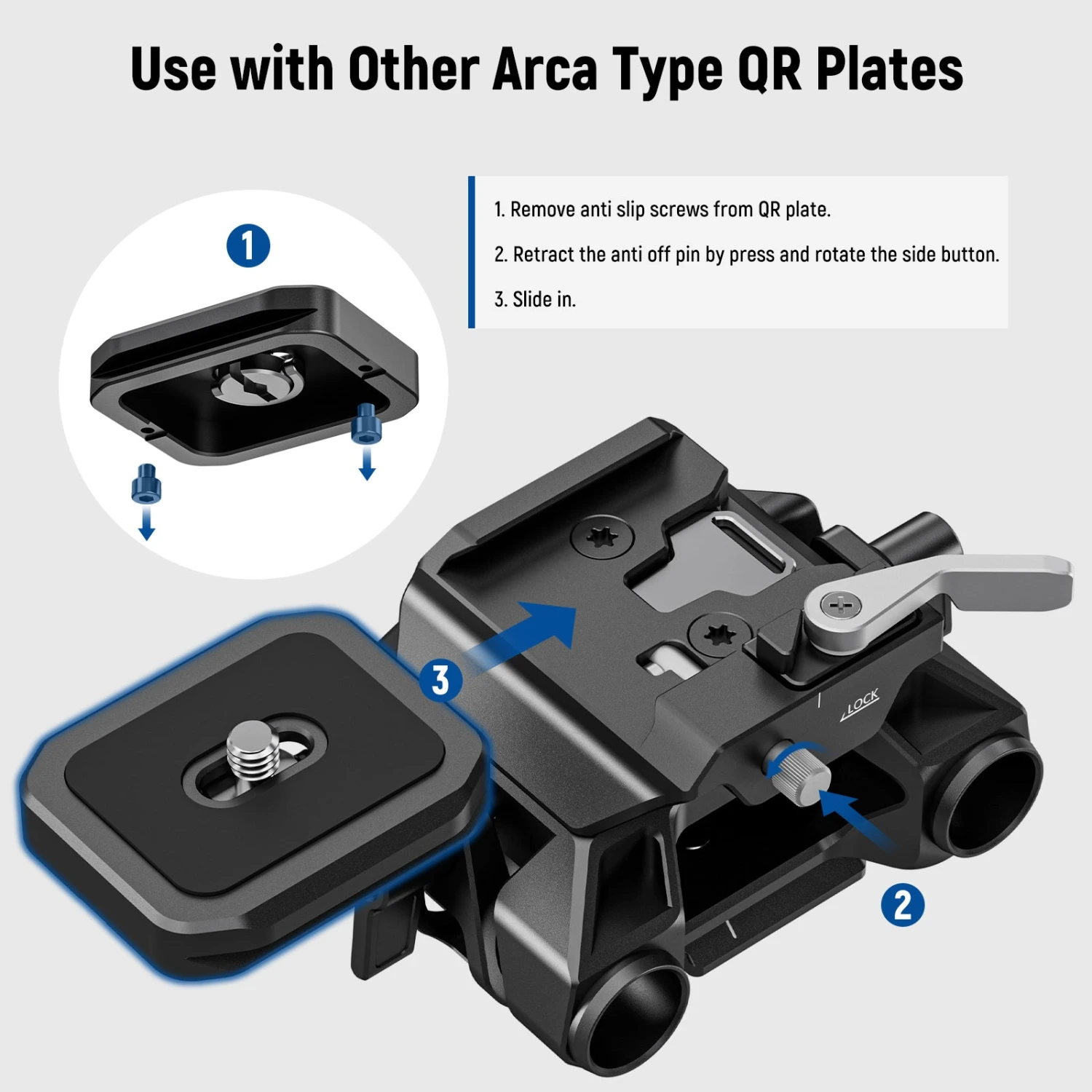 NEEWER SR015 Arca Type 15mm LWS Baseplate With Rod Clamps 5 NEEWER SR015 Arca Type 15mm LWS Baseplate With Rod Clamps - Image 5