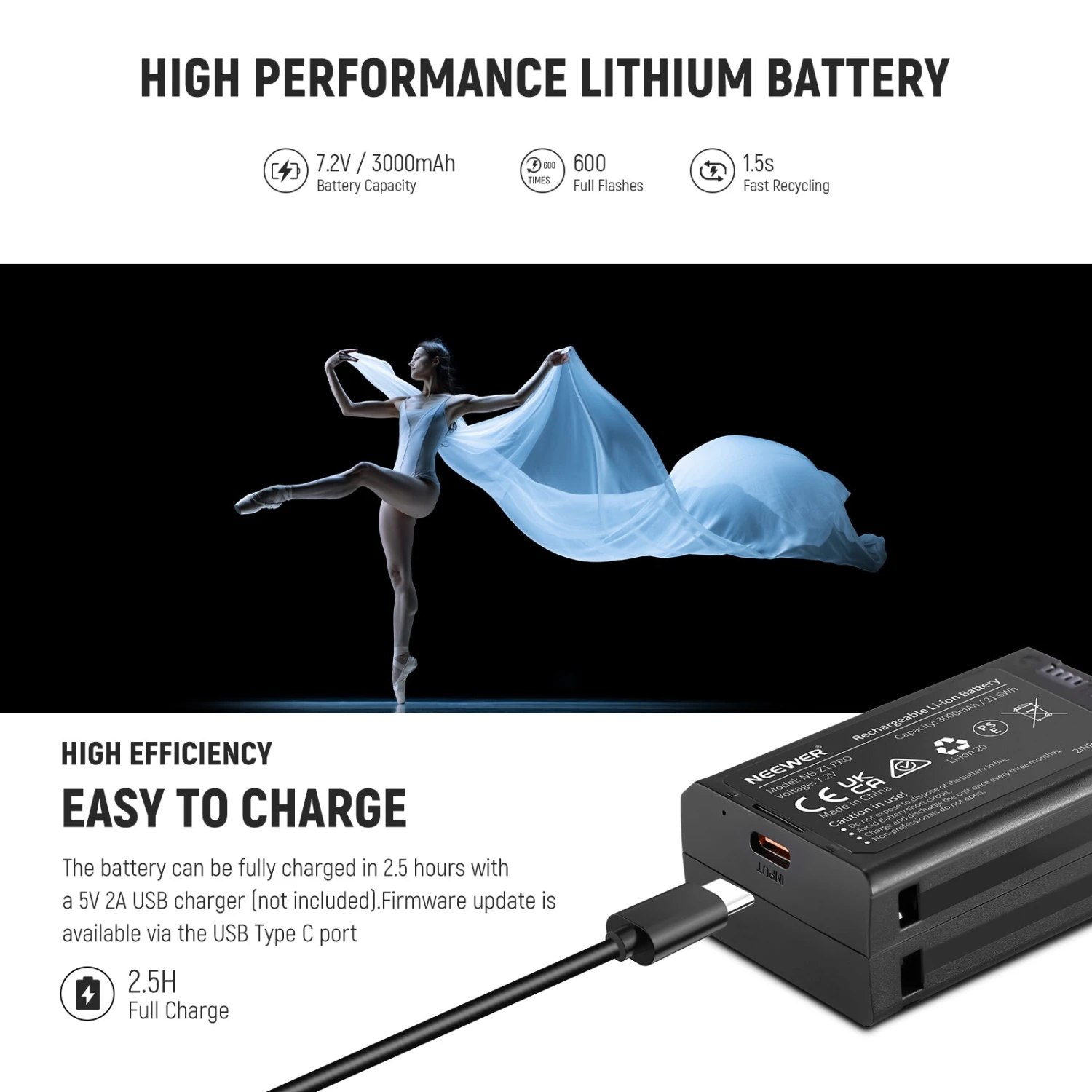 NEEWER Z2 3000mAh Battery TTL Round Head Flash Speedlite 13 NEEWER Z2 3000mAh Battery TTL Round Head Flash Speedlite - Image 13