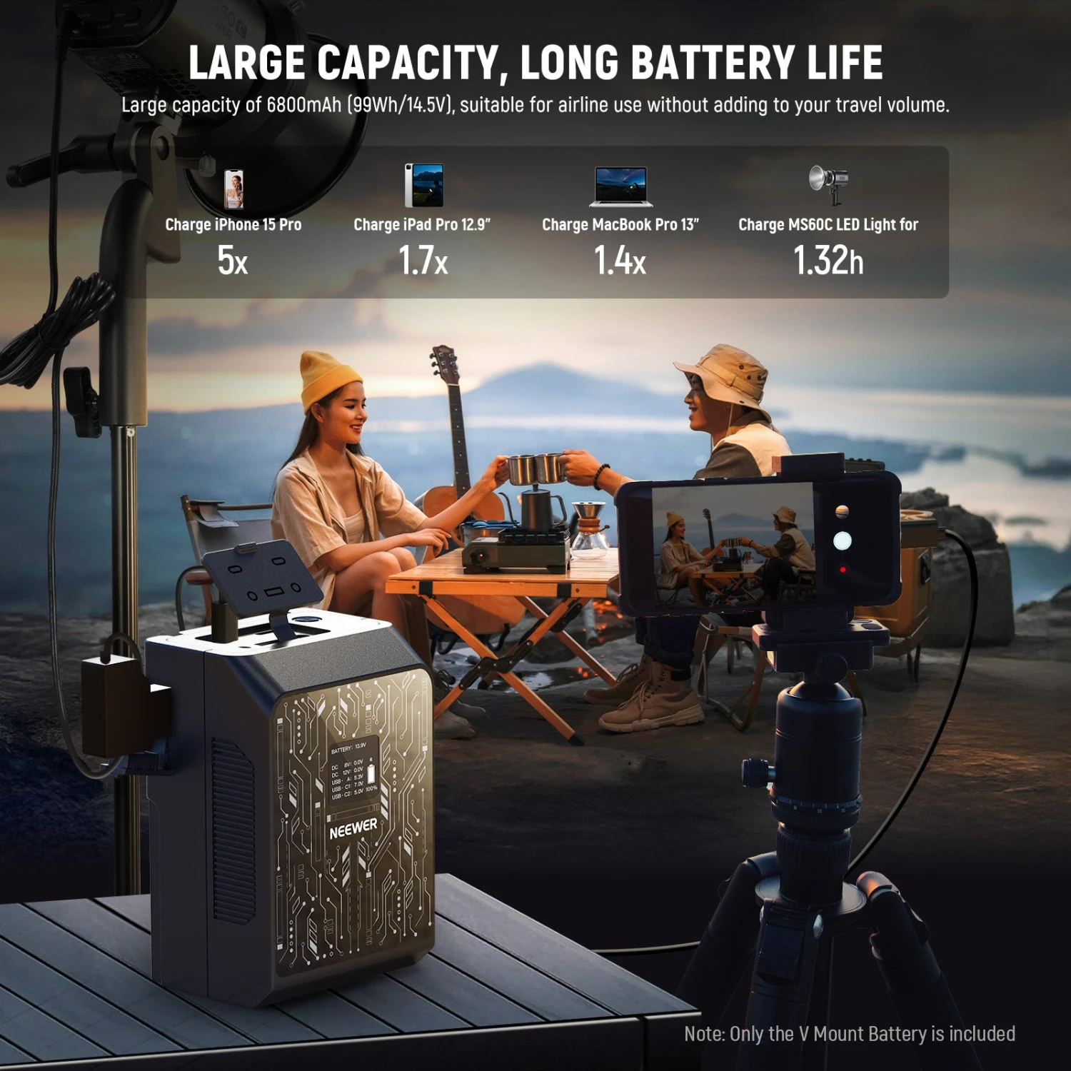 NEEWER V Mount Battery PS099S 6800mAh 99Wh APP Control 4 NEEWER V Mount Battery PS099S 6800mAh 99Wh APP Control - Image 4