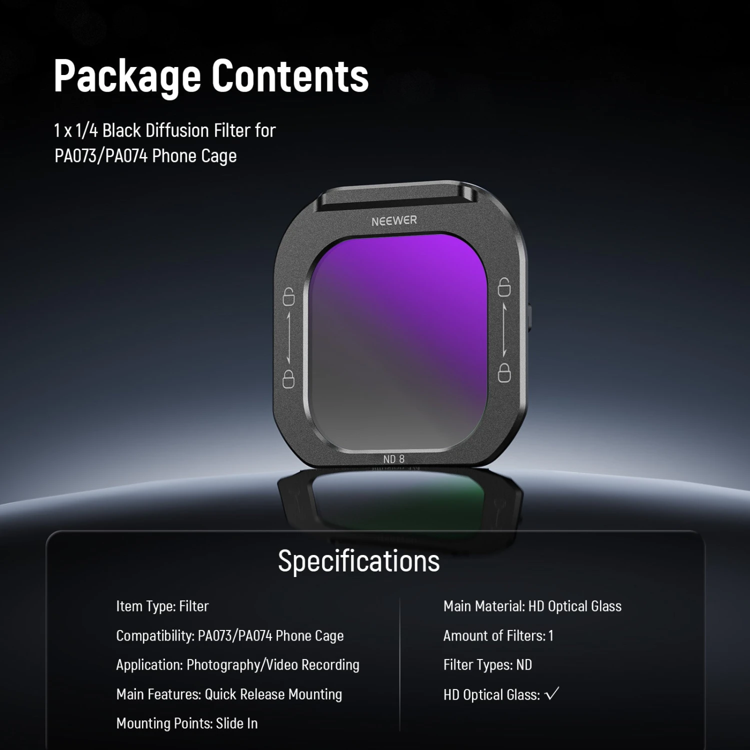 NEEWER ND8/ND16/ND32/ND64 Phone Lens Filter For IPhone PA073/PA074 Cage 7 NEEWER ND8/ND16/ND32/ND64 Phone Lens Filter For IPhone PA073/PA074 Cage - Image 7