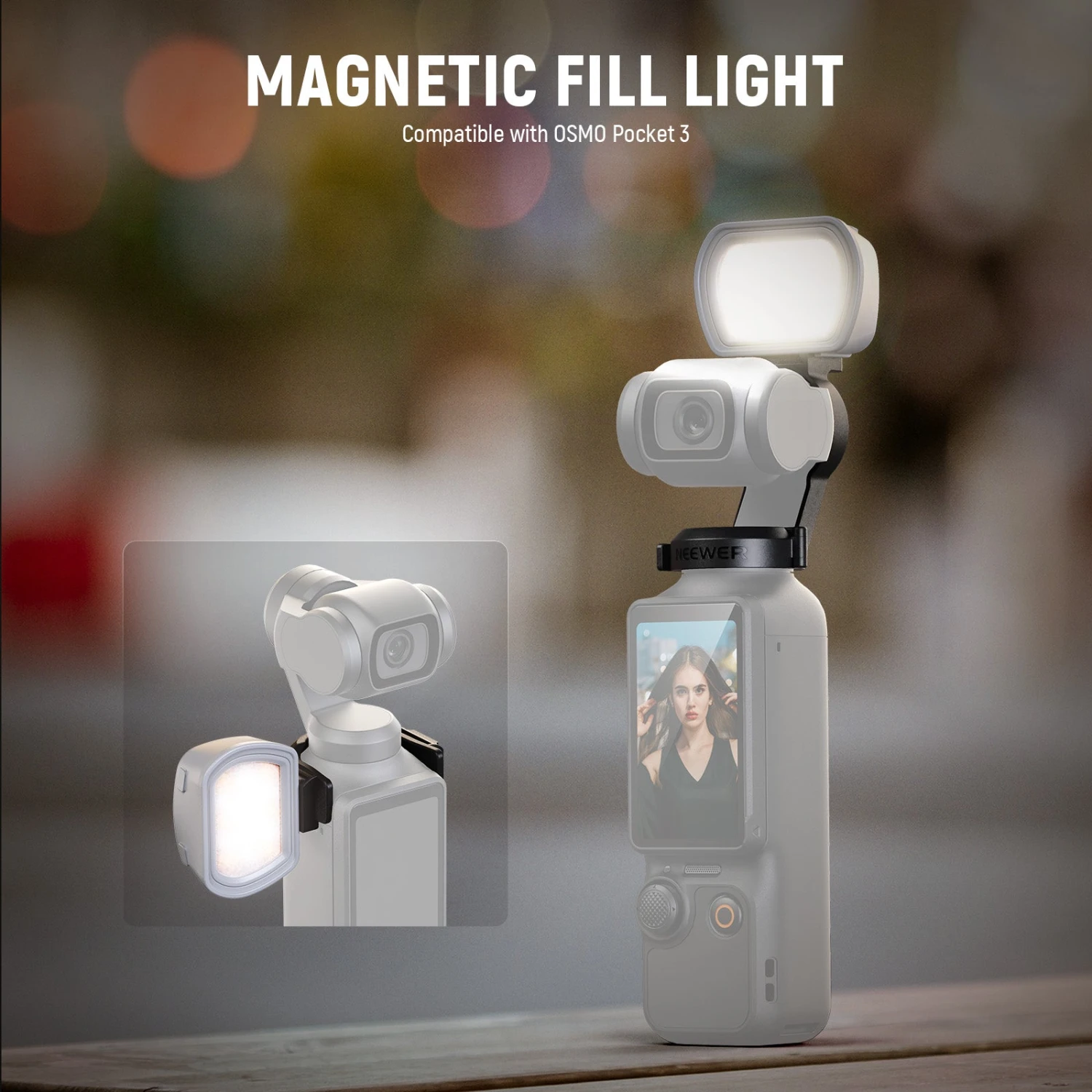 NEEWER BASICS M21 Magnetic Auxiliary Light For DJI OSMO Pocket 3 2 NEEWER BASICS M21 Magnetic Auxiliary Light For DJI OSMO Pocket 3 - Image 2