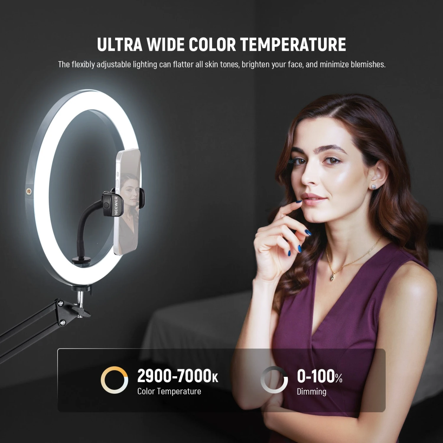 NEEWER RH12B 12" 24W High Power LED Ring Light With Foldable Stand 6 NEEWER RH12B 12" 24W High Power LED Ring Light With Foldable Stand - Image 6