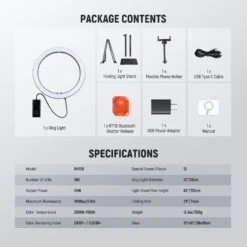 NEEWER RH12B 12" 24W High Power LED Ring Light With Foldable Stand 17 NEEWER RH12B 12" 24W High Power LED Ring Light With Foldable Stand -Photography Equipment 10105953 8