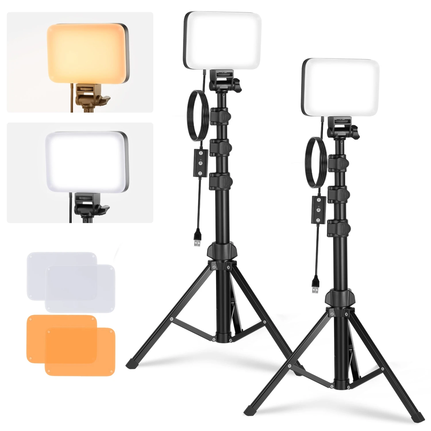 NEEWER BASICS BP66 2 Pack Bi-Color Video Light Panel Lighting Kit 1 NEEWER BASICS BP66 2 Pack Bi-Color Video Light Panel Lighting Kit