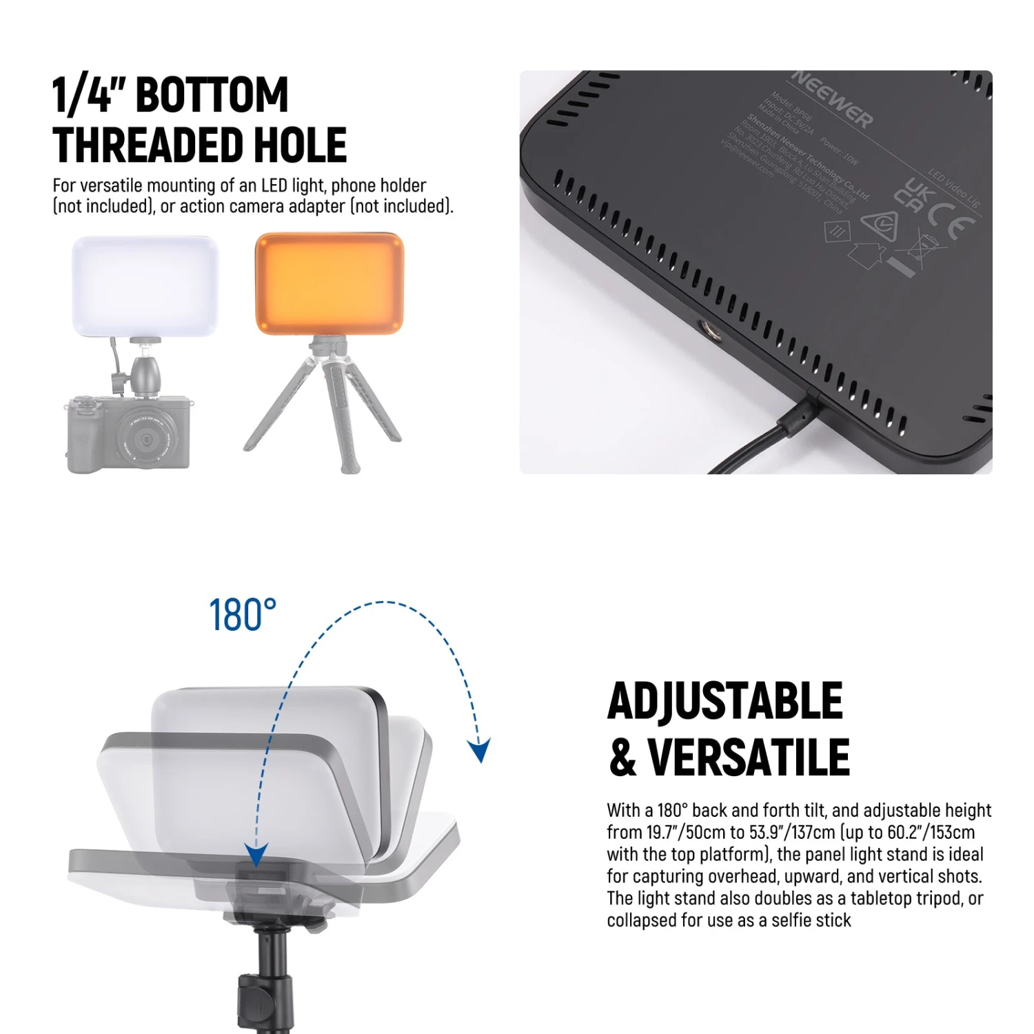 NEEWER BASICS BP66 2 Pack Bi-Color Video Light Panel Lighting Kit 5 NEEWER BASICS BP66 2 Pack Bi-Color Video Light Panel Lighting Kit - Image 5