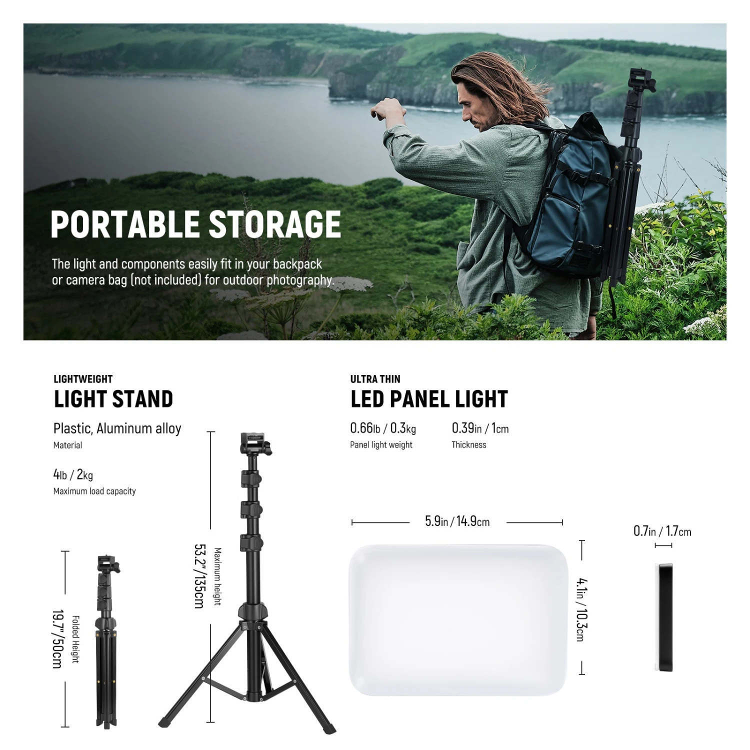 NEEWER BASICS BP66 2 Pack Bi-Color Video Light Panel Lighting Kit 8 NEEWER BASICS BP66 2 Pack Bi-Color Video Light Panel Lighting Kit - Image 8