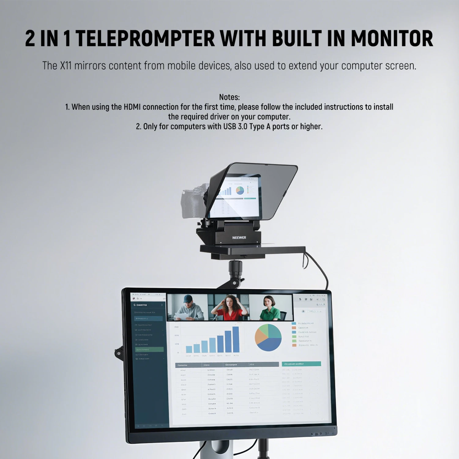 NEEWER X11 2-In-1 Teleprompter With Monitor | Pre-order 3 NEEWER X11 2-In-1 Teleprompter With Monitor | Pre-order - Image 3
