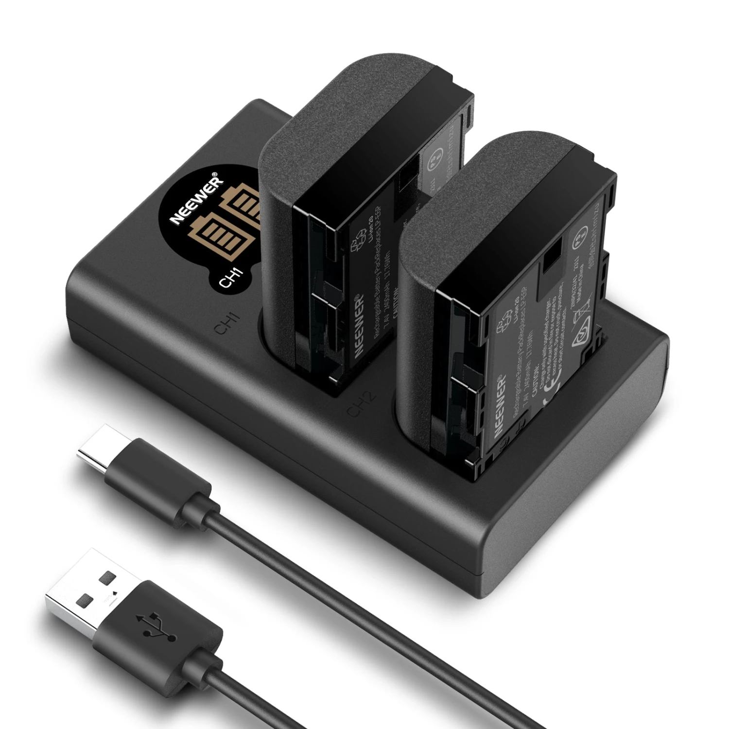 NEEWER 2 Pack 2400mAh LP-E6P Replacement Battery & Charging Set For Canon EOS 1 NEEWER 2 Pack 2400mAh LP-E6P Replacement Battery & Charging Set For Canon EOS