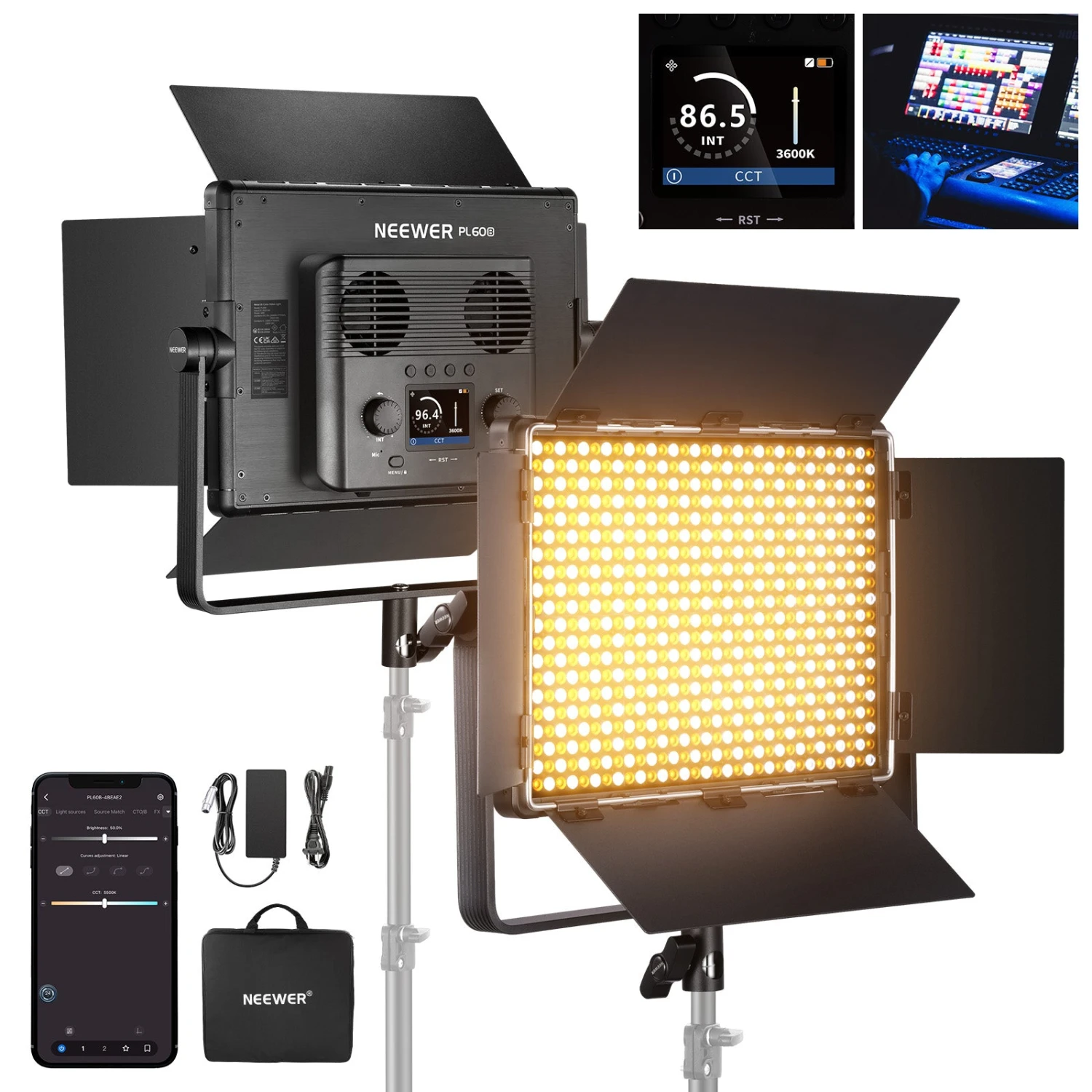 NEEWER PL60B Bi Color LED Panel Video Light 1 NEEWER PL60B Bi Color LED Panel Video Light