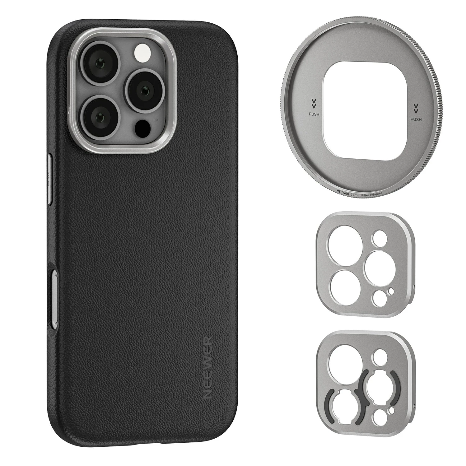 NEEWER PA083P/PA084P Black Case With 3 Backplates For IPhone 16 Pro/Pro Max 1 NEEWER PA083P/PA084P Black Case With 3 Backplates For IPhone 16 Pro/Pro Max