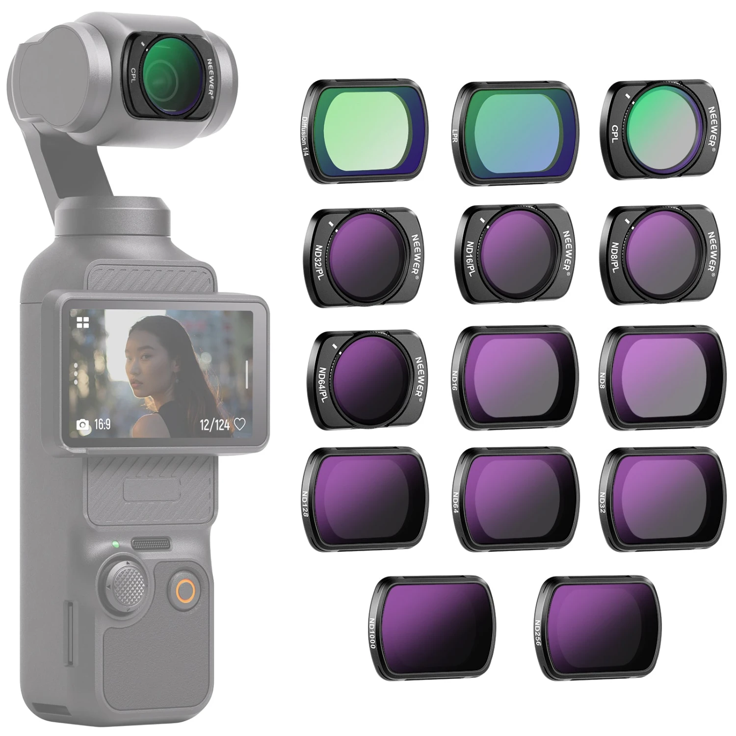 NEEWER FL-P10 14-Pack Magnetic ND & CPL & Effect Filter Set For DJI Osmo Pocket 3 1 NEEWER FL-P10 14-Pack Magnetic ND & CPL & Effect Filter Set For DJI Osmo Pocket 3