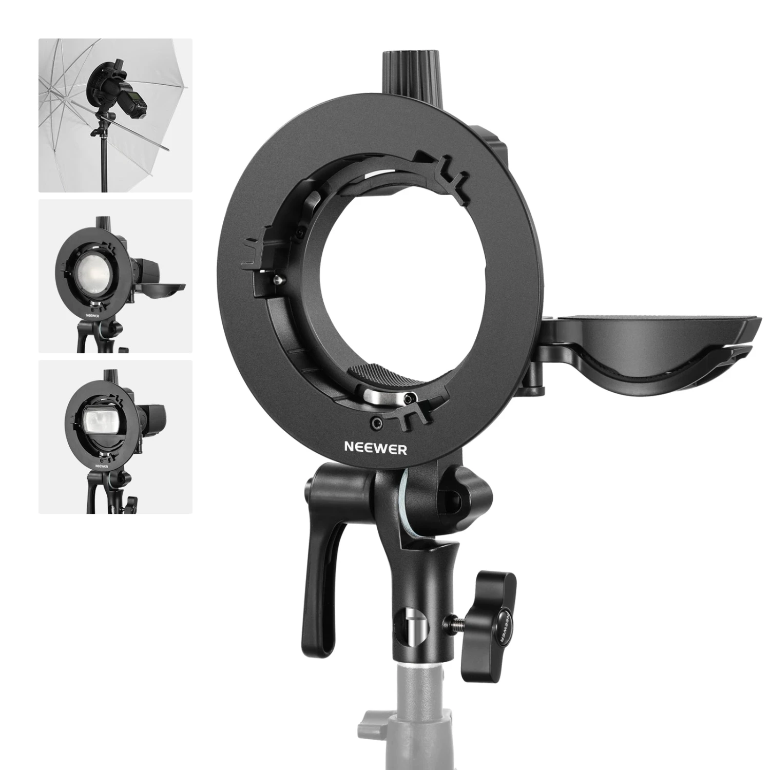 NEEWER CRB1 S Type Bowens Mount Bracket Holder For Round Square Head Flash 1 NEEWER CRB1 S Type Bowens Mount Bracket Holder For Round Square Head Flash