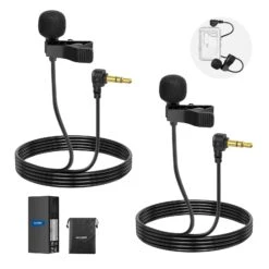 NEEWER LM5 2 Pack 6.6ft/2m 3.5mm TRS Mini Clip On Wired Lavalier Microphone