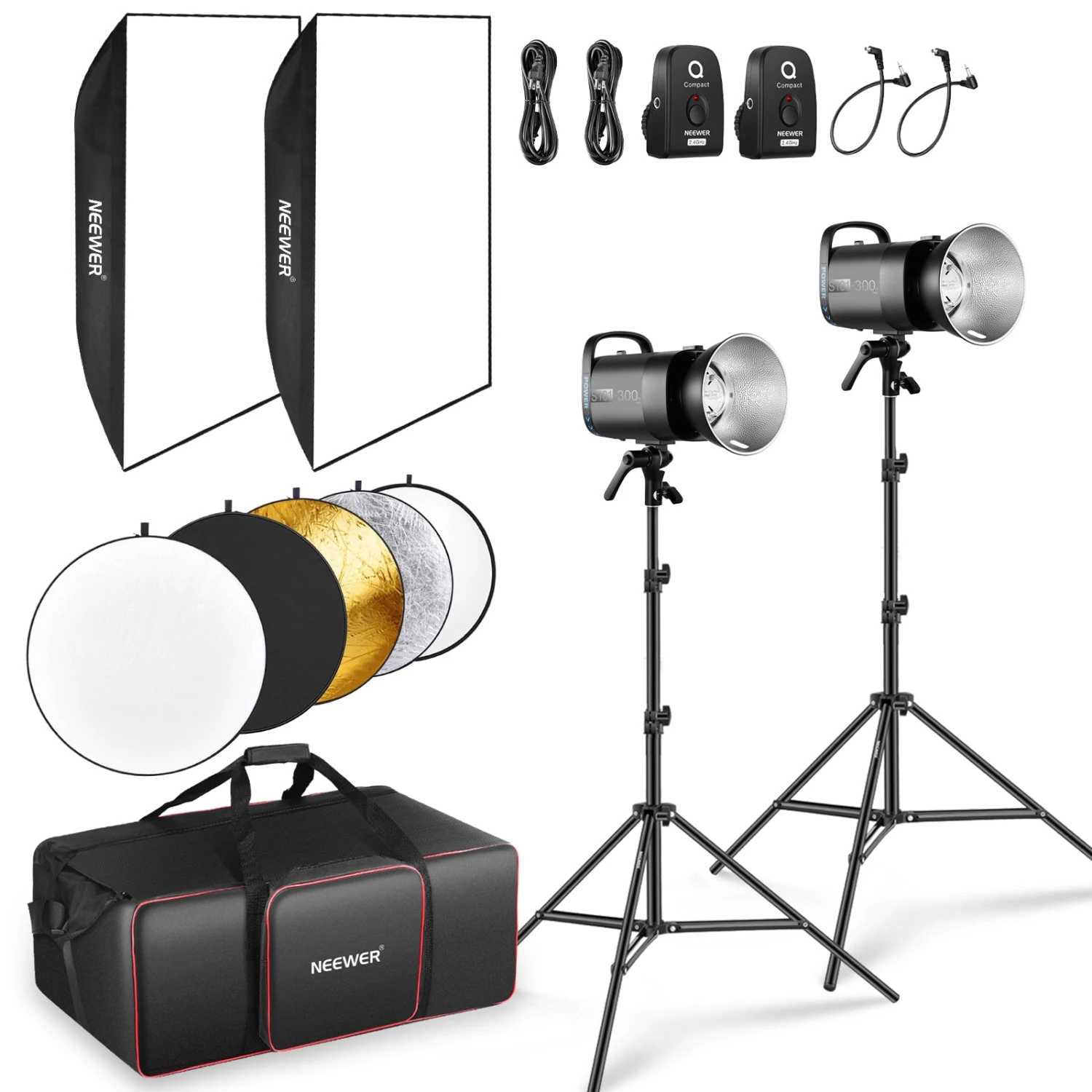 NEEWER 2 Pack S101-300W PRO 300Ws Studio Monolight Flash Light Kit 1 NEEWER 2 Pack S101-300W PRO 300Ws Studio Monolight Flash Light Kit