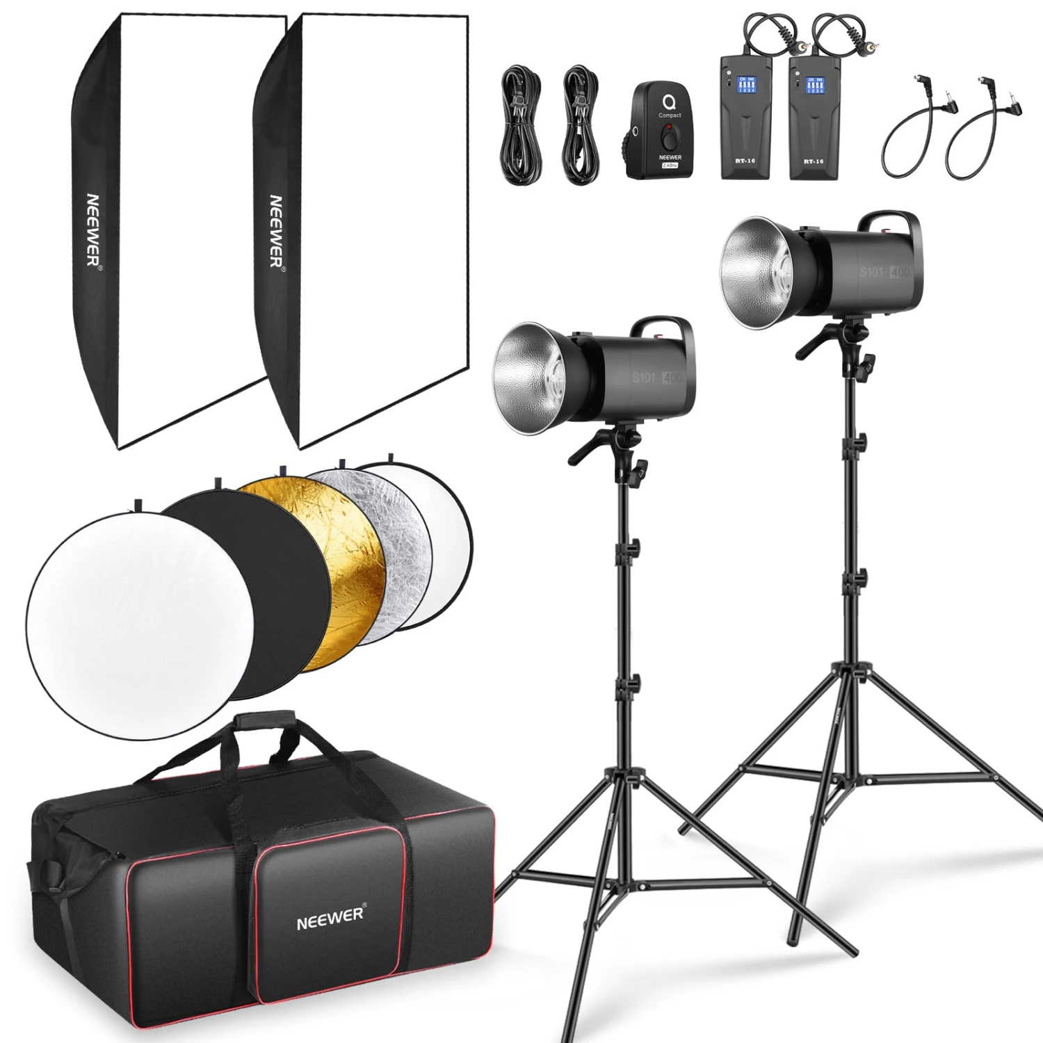 NEEWER 2 Pack S101-400W 400Ws Studio Monolight Flash Light Kit 1 NEEWER 2 Pack S101-400W 400Ws Studio Monolight Flash Light Kit