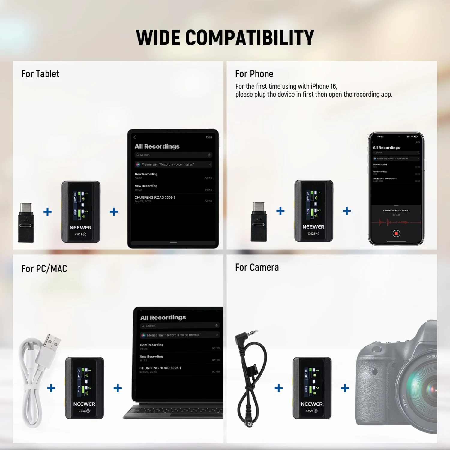 NEEWER CM28 Wireless Lavalier Microphone System 7 NEEWER CM28 Wireless Lavalier Microphone System - Image 7