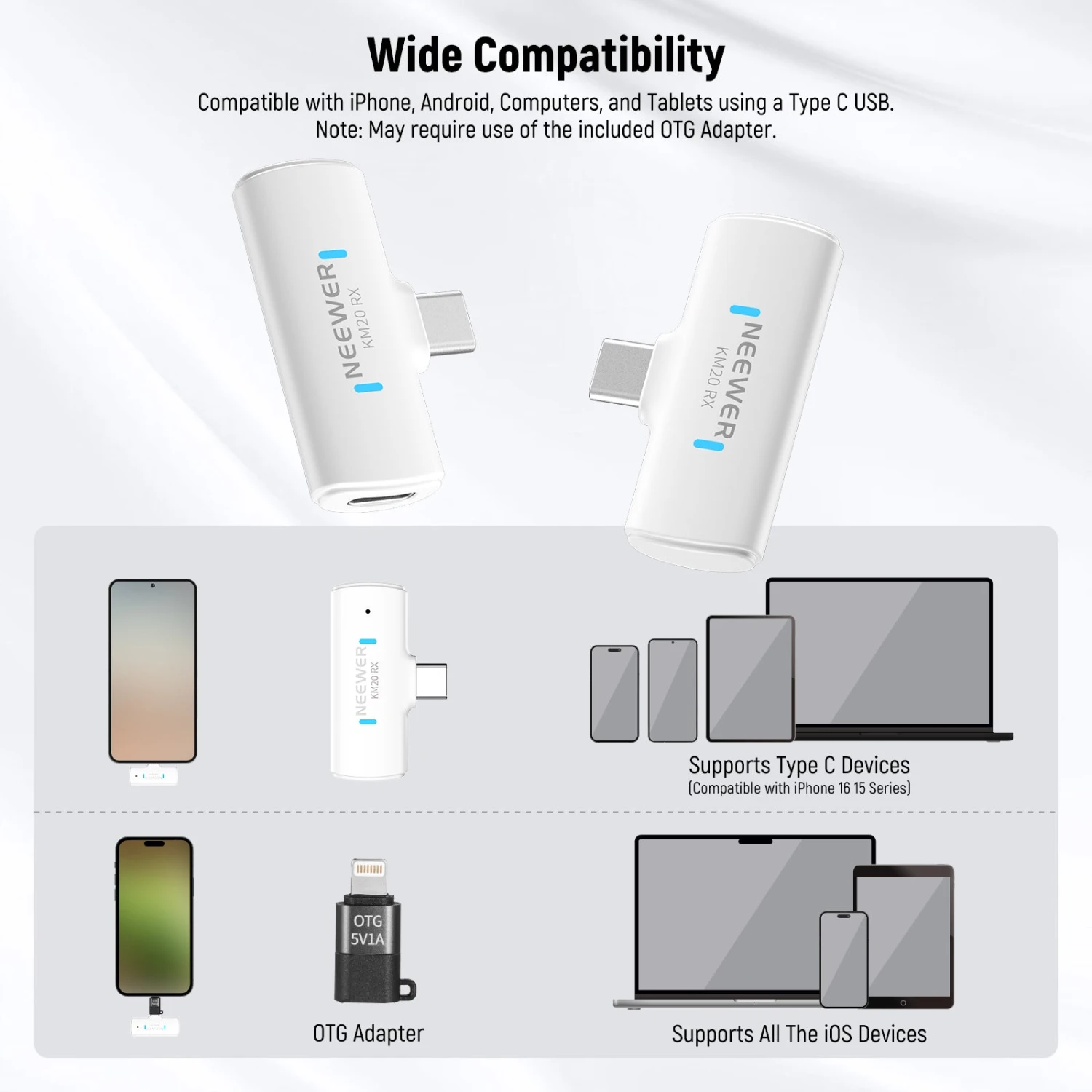 NEEWER KM20 Wireless Lapel Microphone Set For Type C 7 NEEWER KM20 Wireless Lapel Microphone Set For Type C - Image 7