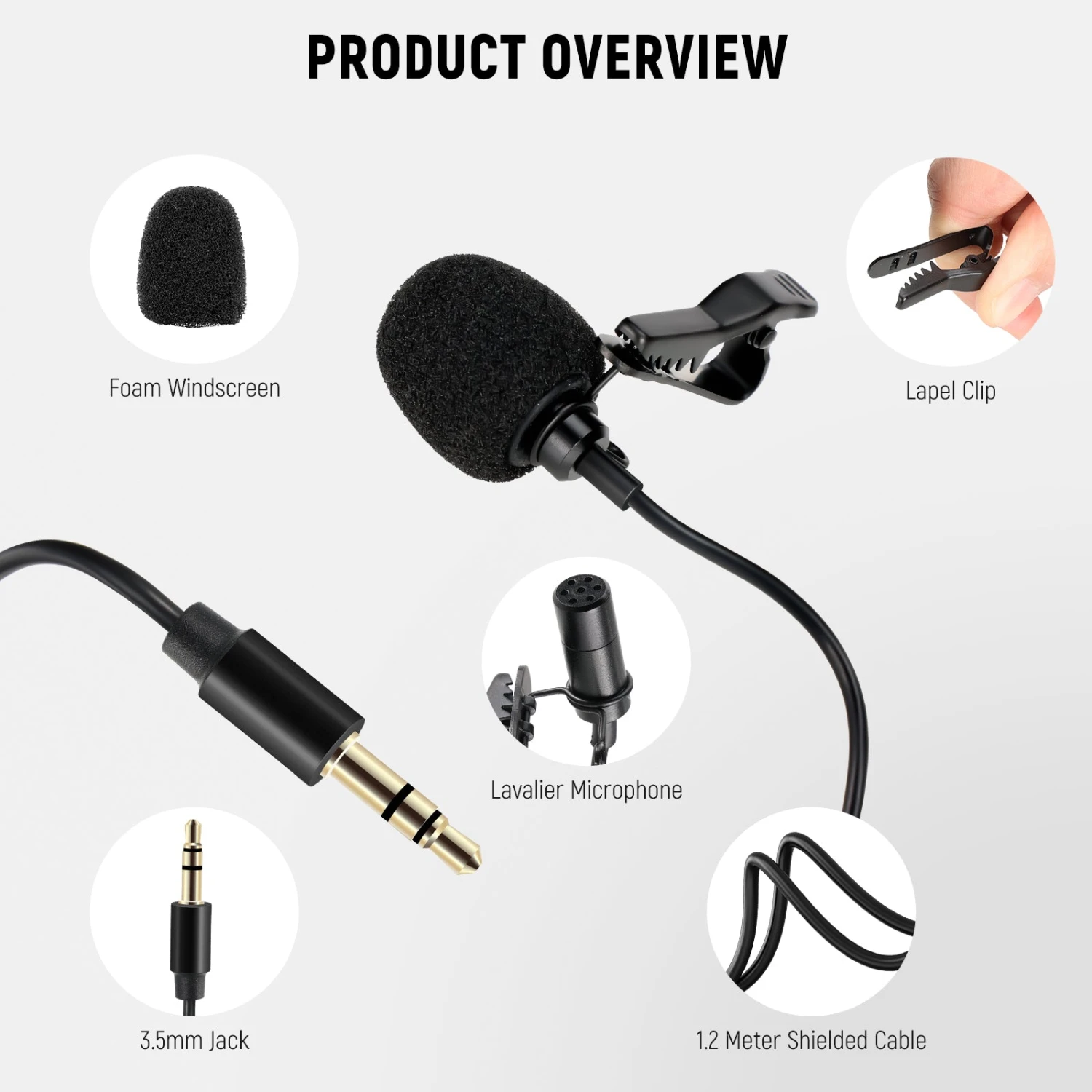 NEEWER CM5 Wired Lavalier Lapel Omnidirectional Condenser Microphone 10 NEEWER CM5 Wired Lavalier Lapel Omnidirectional Condenser Microphone - Image 10
