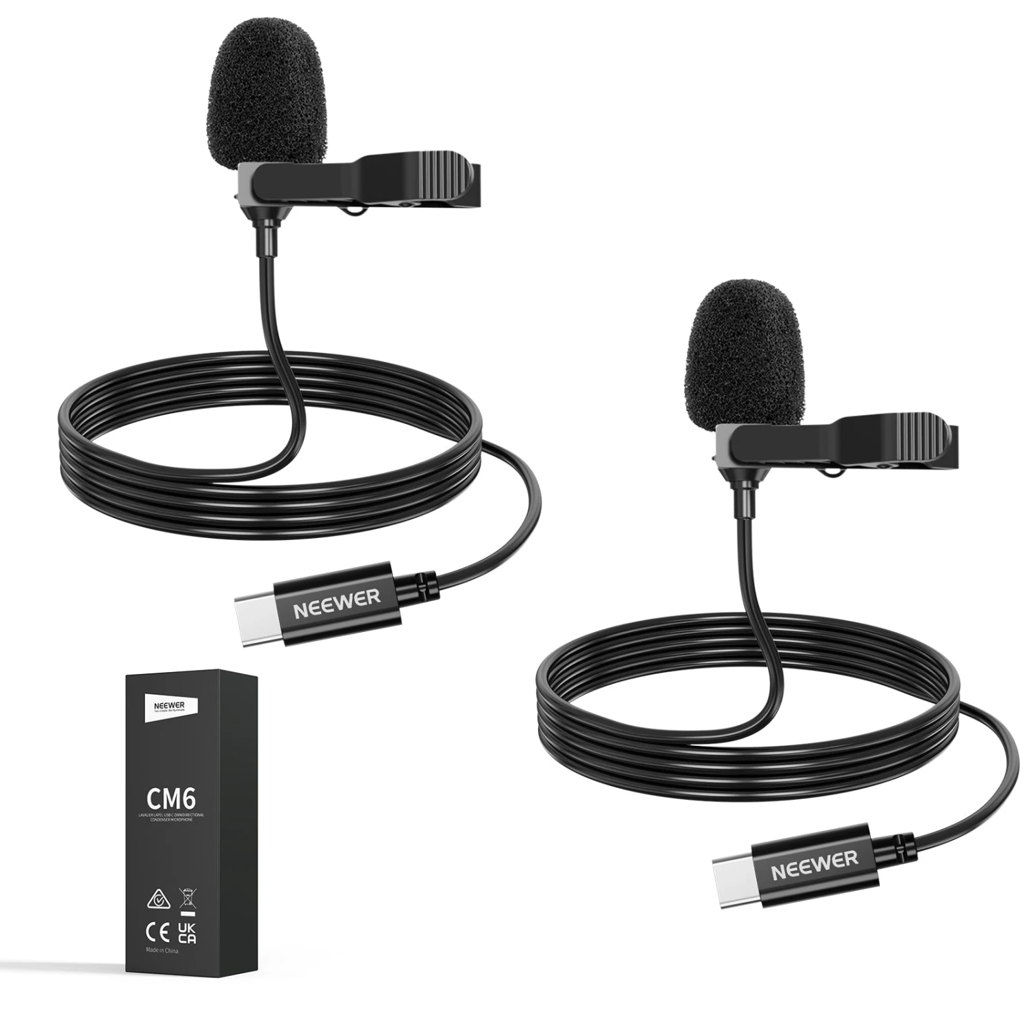 NEEWER CM6 2 Pack Lavalier USB C Omnidirectional Mic Condenser Lavalier Microphone 1 NEEWER CM6 2 Pack Lavalier USB C Omnidirectional Mic Condenser Lavalier Microphone