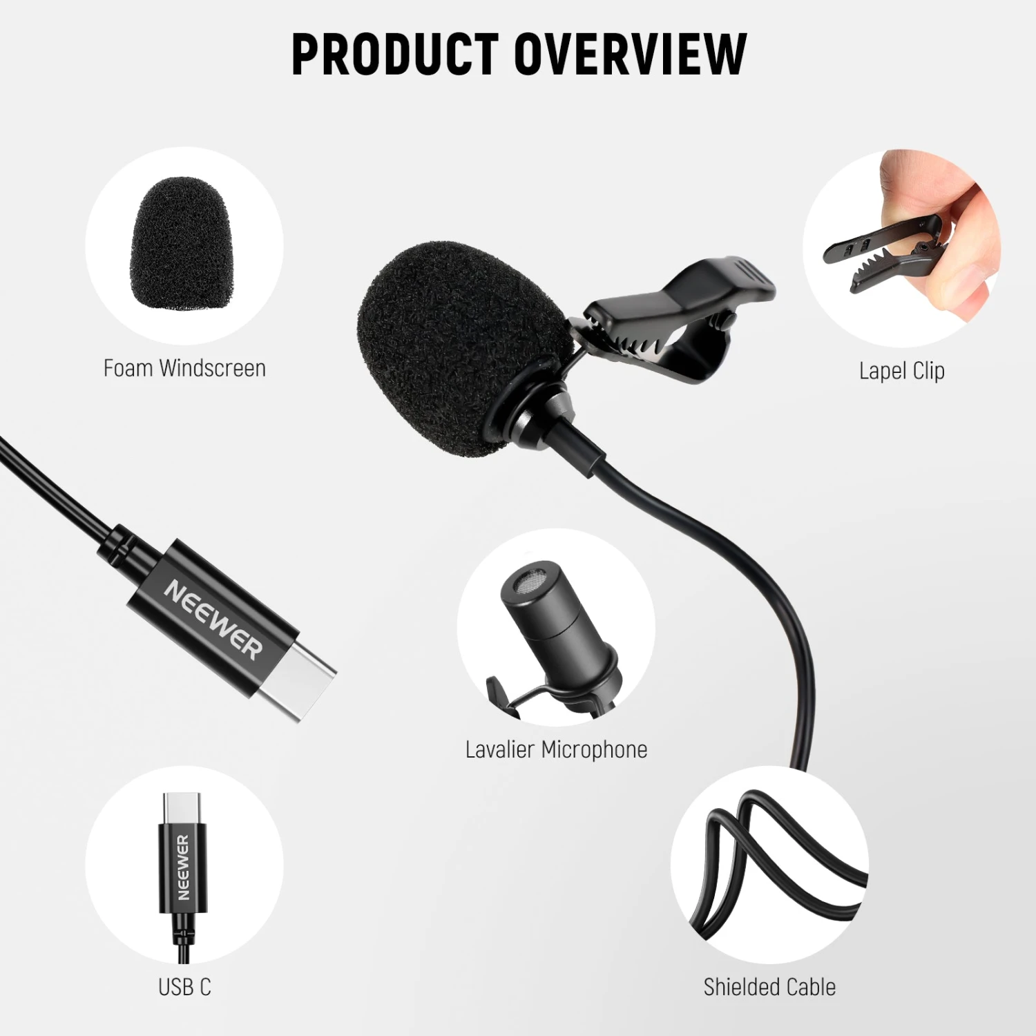 NEEWER CM6 2 Pack Lavalier USB C Omnidirectional Mic Condenser Lavalier Microphone 5 NEEWER CM6 2 Pack Lavalier USB C Omnidirectional Mic Condenser Lavalier Microphone - Image 5