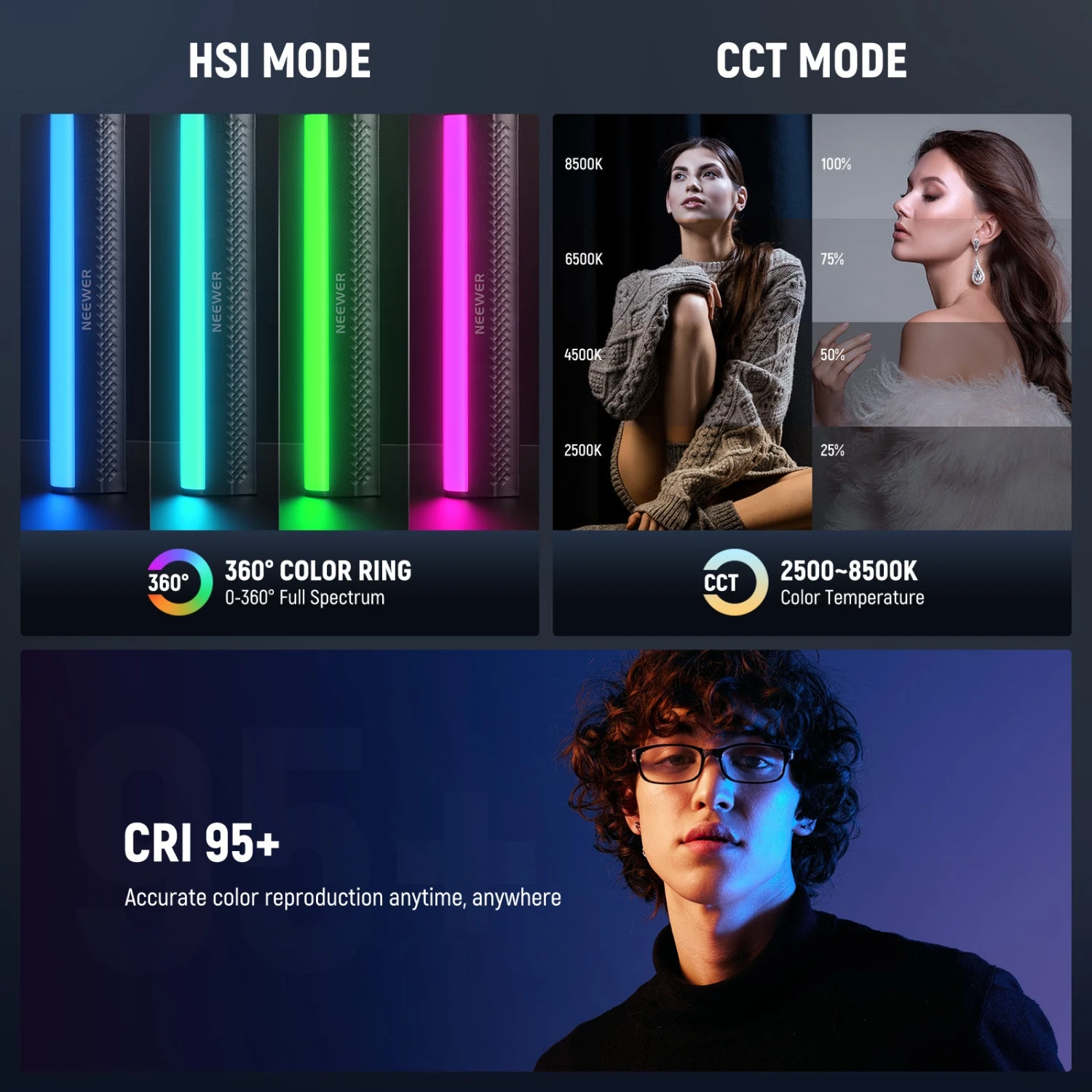 NEEWER TL20C/TL21C RGB Magnetic Handheld Light Wand Kit 2 NEEWER TL20C/TL21C RGB Magnetic Handheld Light Wand Kit - Image 2