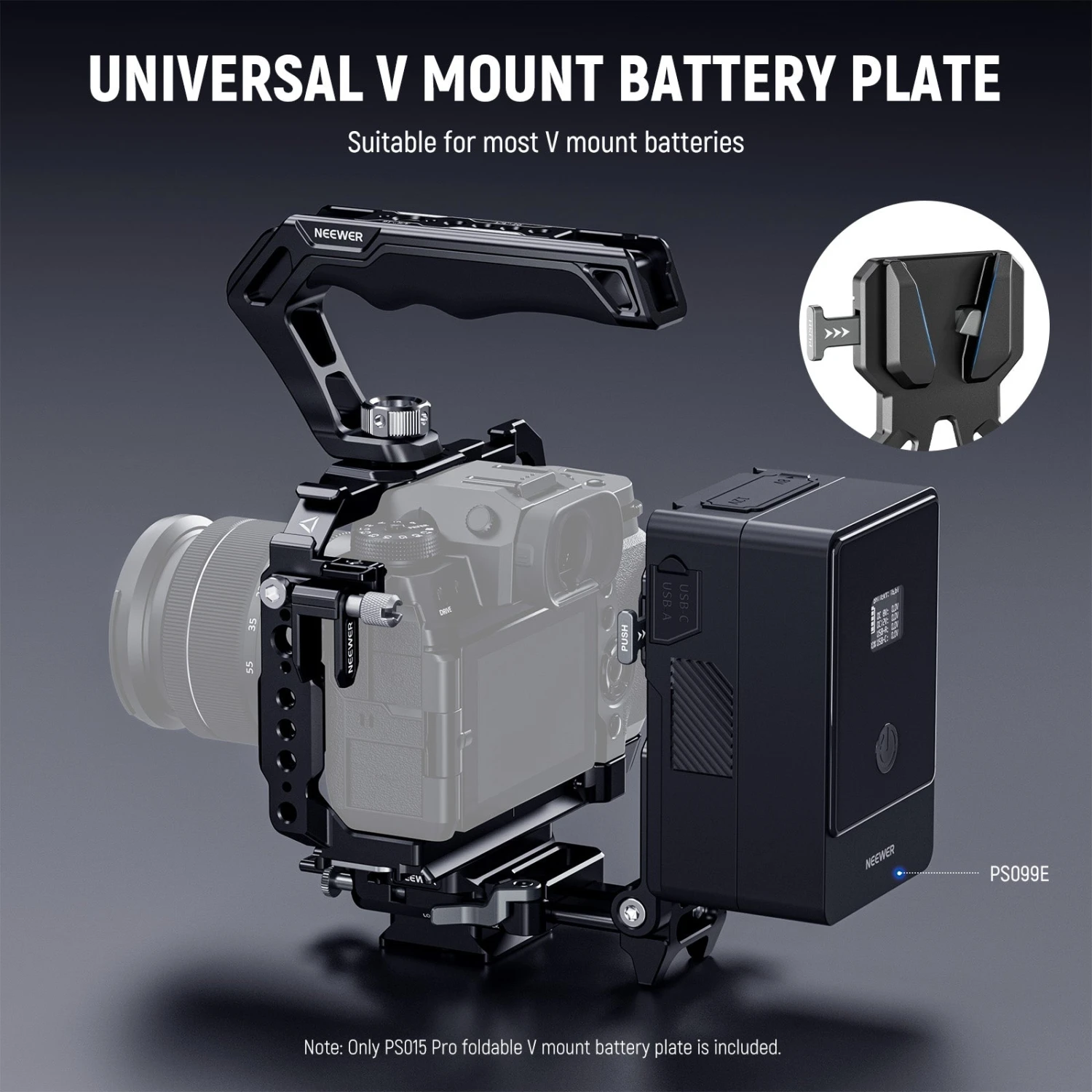 NEEWER PS015 Pro Foldable V Mount Battery Plate 2 NEEWER PS015 Pro Foldable V Mount Battery Plate - Image 2