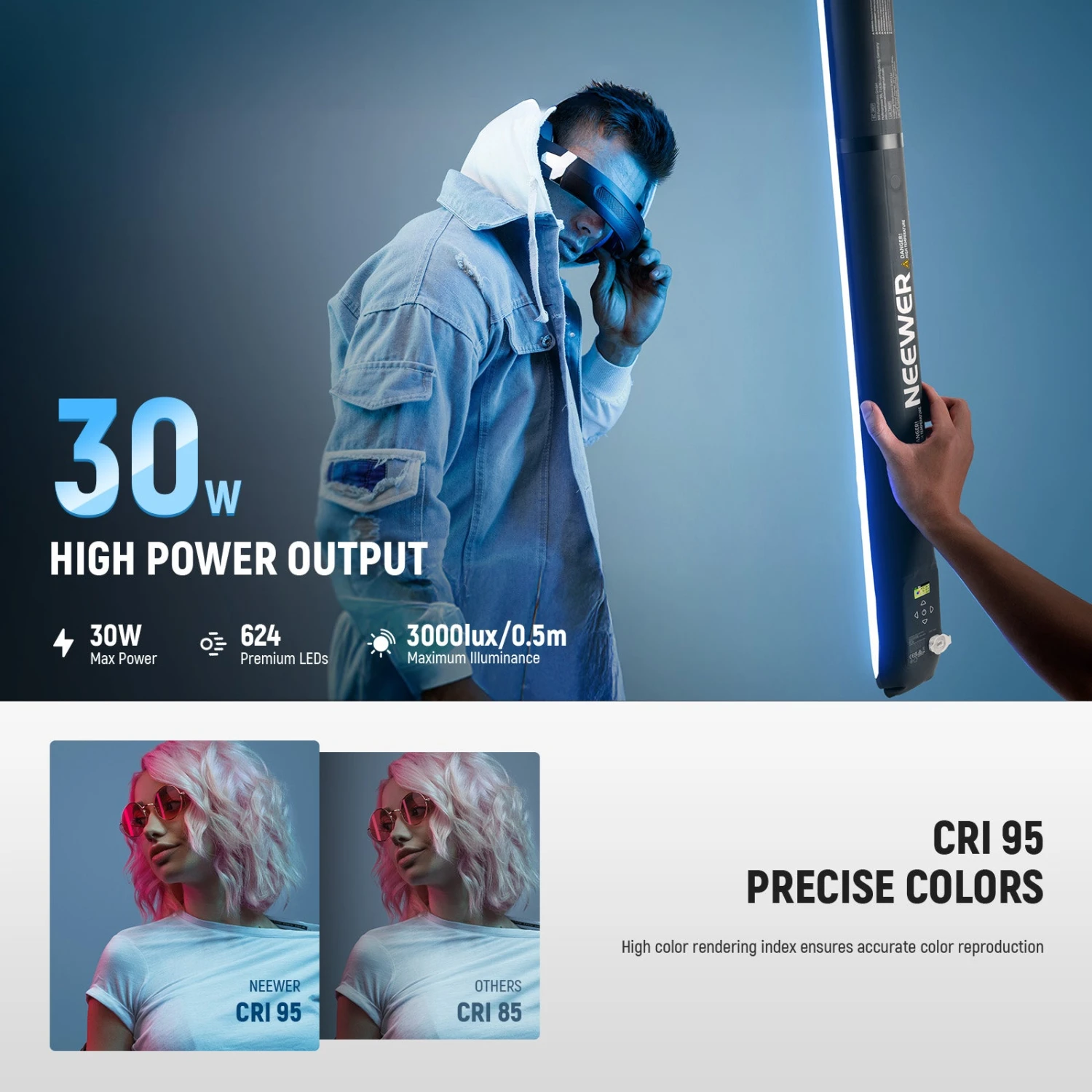 NEEWER BASICS GC30C 30W RGB Handheld Inflatable LED Fill Light 2 NEEWER BASICS GC30C 30W RGB Handheld Inflatable LED Fill Light - Image 2