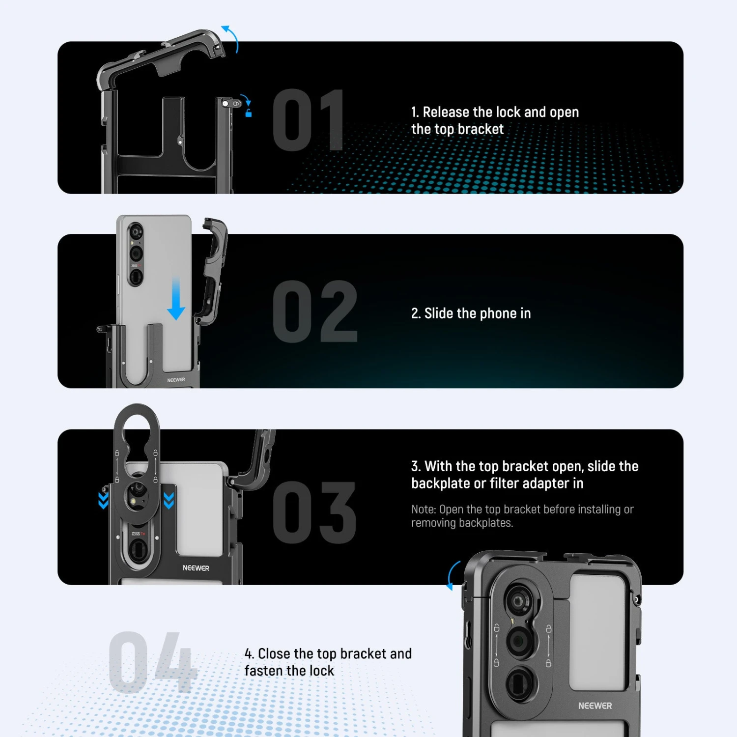 NEEWER PA086/PA087 Phone Cage Compatible With Sony Xperia PRO-I / Xperia 1 V 9 NEEWER PA086/PA087 Phone Cage Compatible With Sony Xperia PRO-I / Xperia 1 V - Image 9