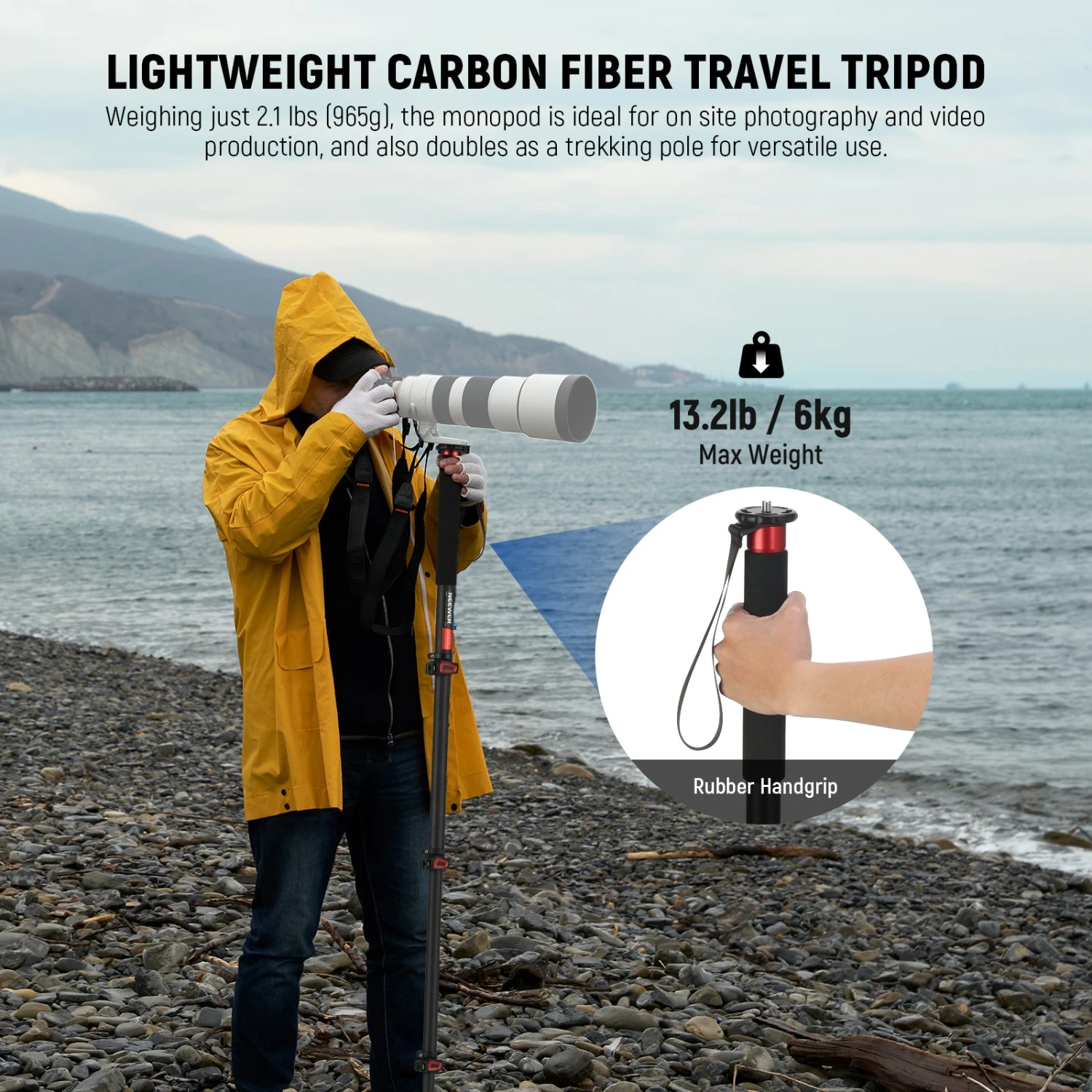 NEEWER TP71 71.6" Pro Carbon Fiber Camera Monopod 11 NEEWER TP71 71.6" Pro Carbon Fiber Camera Monopod - Image 11