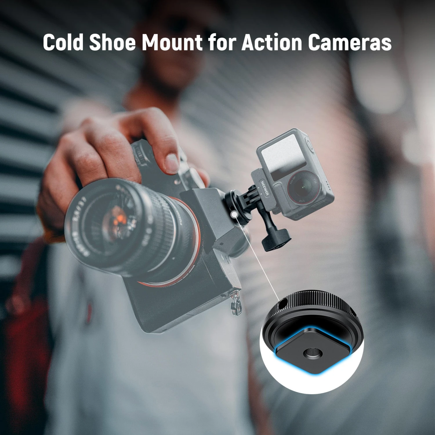 NEEWER GP-63 Cold Shoe Mount Adapter For Action Camera 2 NEEWER GP-63 Cold Shoe Mount Adapter For Action Camera - Image 2