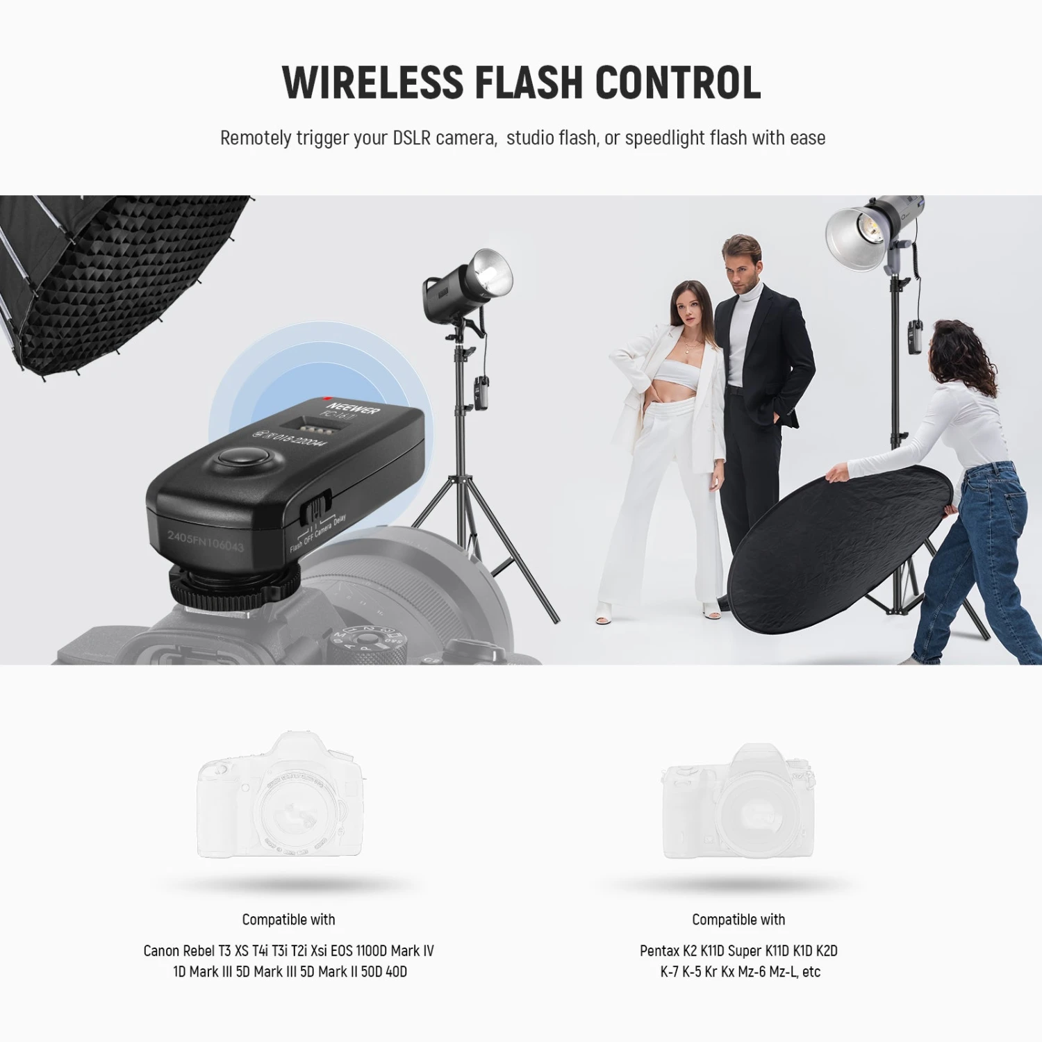 NEEWER FC-16 2.4G Wireless Flash Trigger For Canon Cameras 2 NEEWER FC-16 2.4G Wireless Flash Trigger For Canon Cameras - Image 2