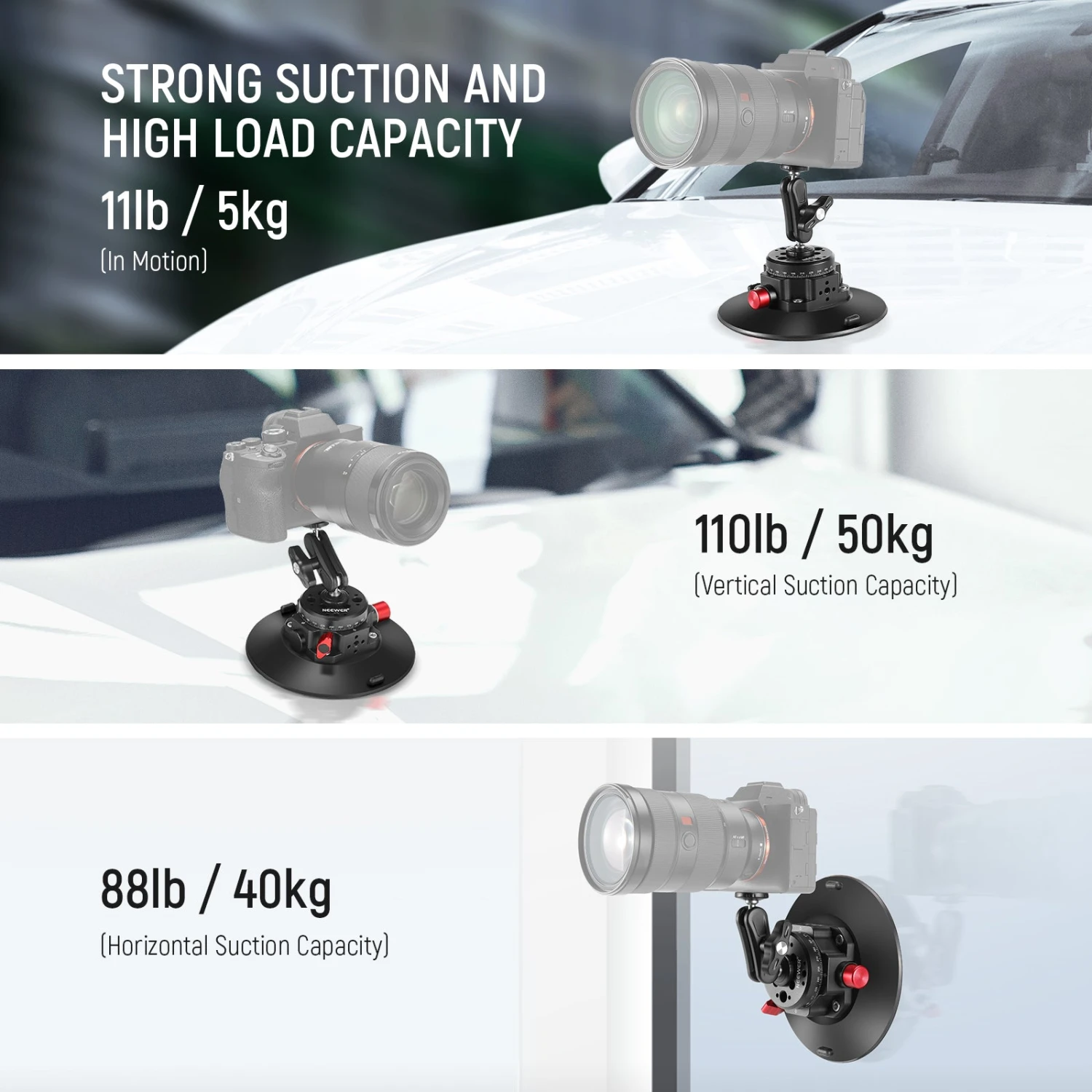 NEEWER CA013 6" Camera Suction Mount With Ball Head Magic Arm 2 NEEWER CA013 6" Camera Suction Mount With Ball Head Magic Arm - Image 2