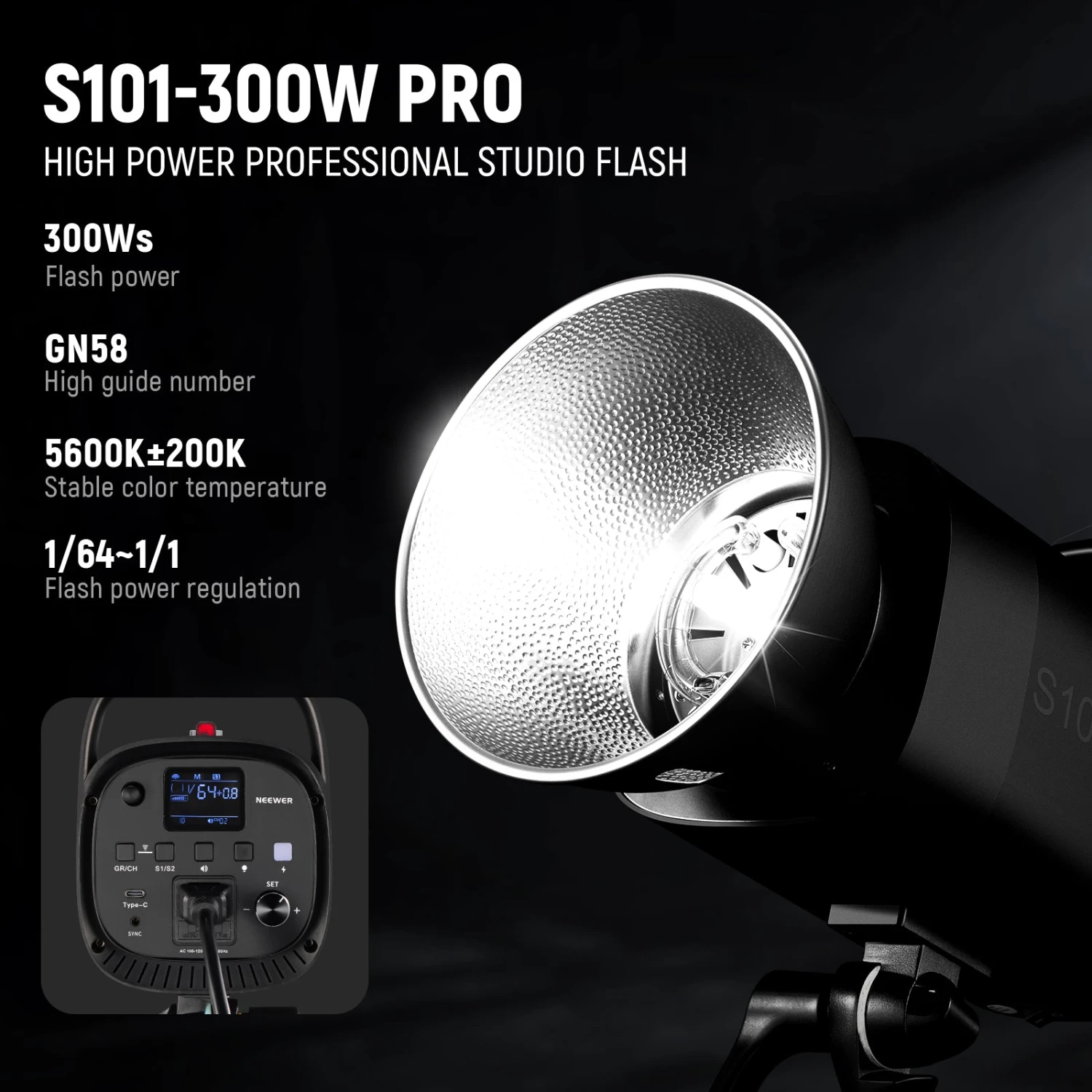 NEEWER 2 Pack S101-300W PRO 300Ws Studio Monolight Flash Light Kit 2 NEEWER 2 Pack S101-300W PRO 300Ws Studio Monolight Flash Light Kit - Image 2