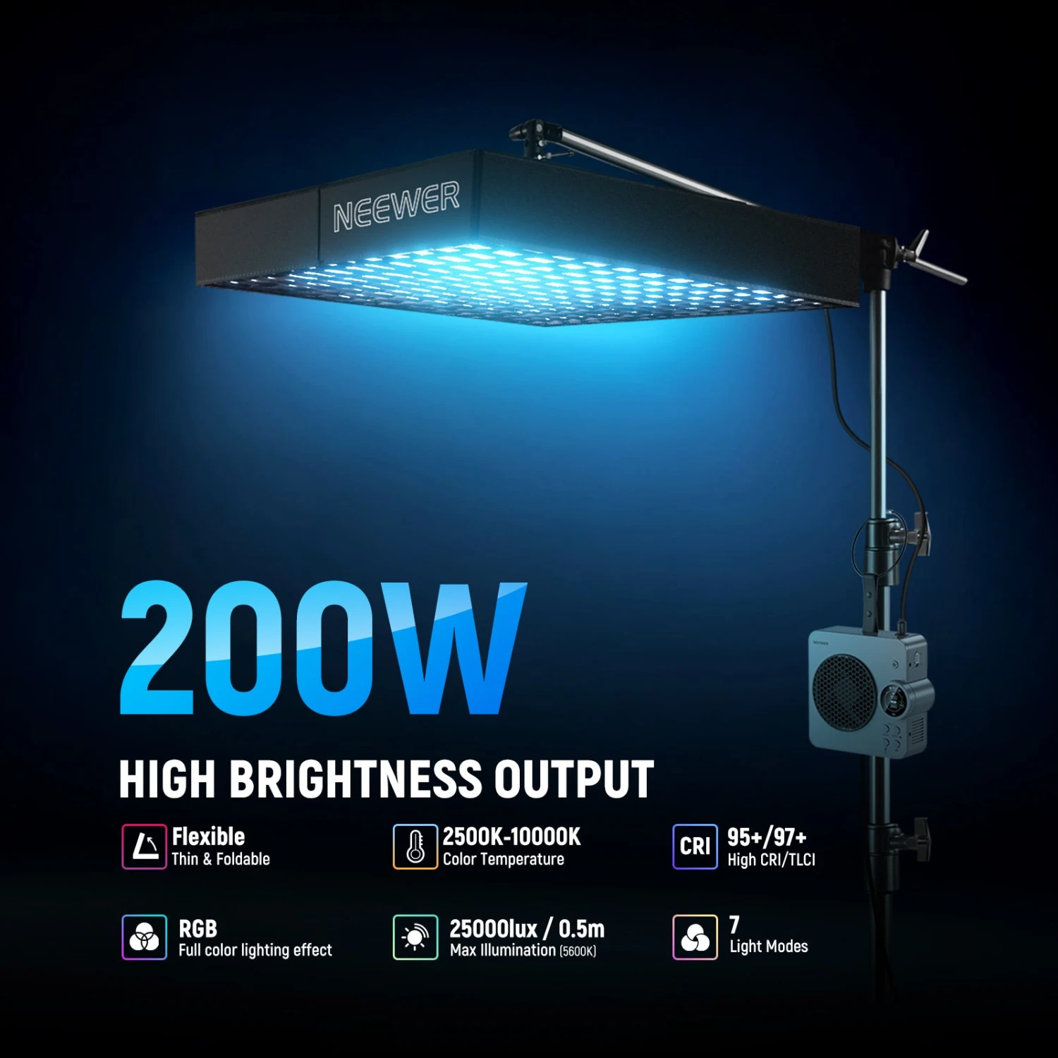 NEEWER AF200C Pro 200W Flexible RGB LED Video Light 2 NEEWER AF200C Pro 200W Flexible RGB LED Video Light - Image 2