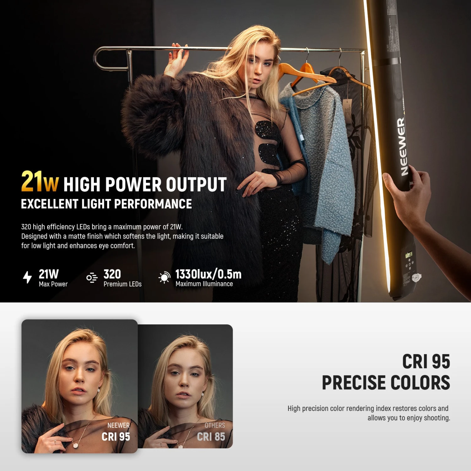 NEEWER BASICS GC21B 21W Bi-Color Handheld Inflatable LED Fill Light 2 NEEWER BASICS GC21B 21W Bi-Color Handheld Inflatable LED Fill Light - Image 2