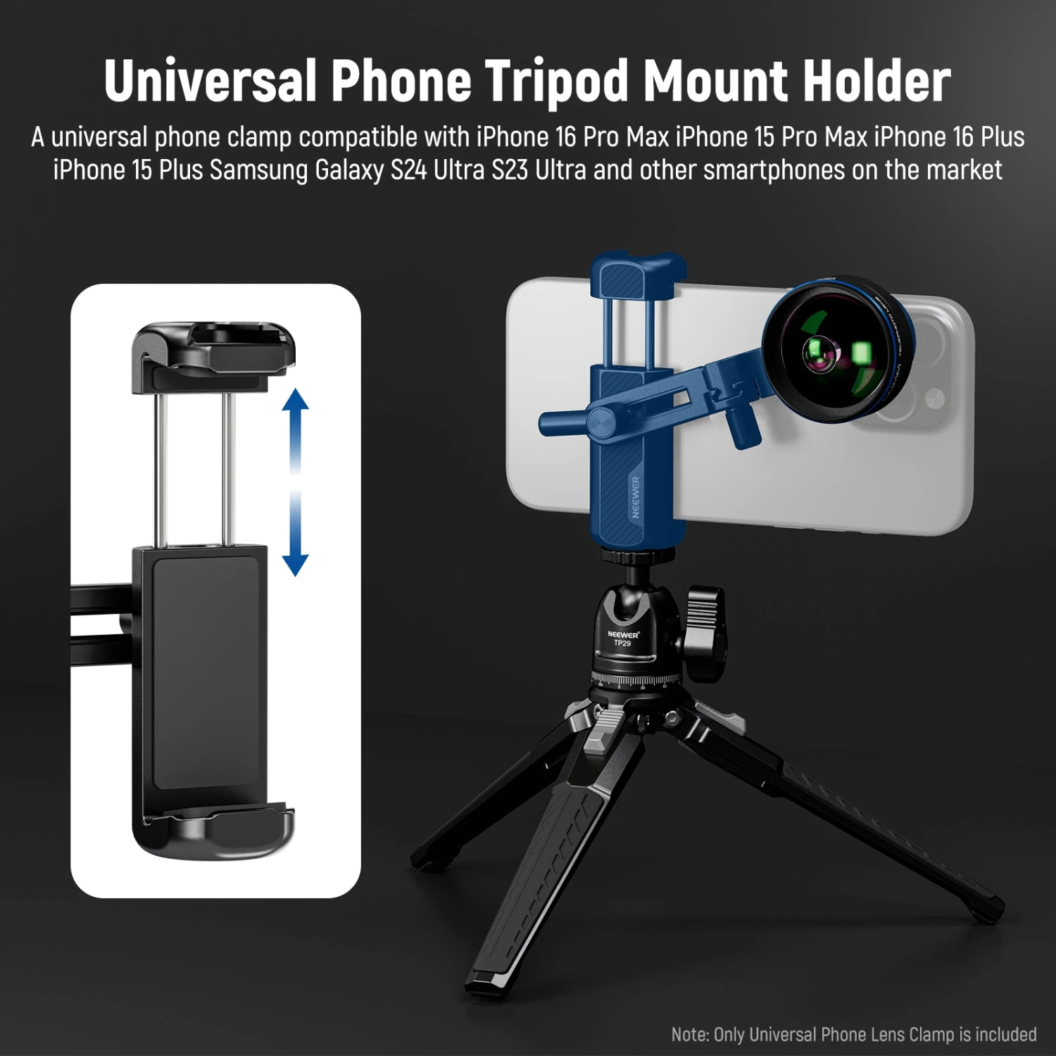 NEEWER PA047 Universal Phone Camera Lens Clamp For 17mm Phone Lenses 2 NEEWER PA047 Universal Phone Camera Lens Clamp For 17mm Phone Lenses - Image 2