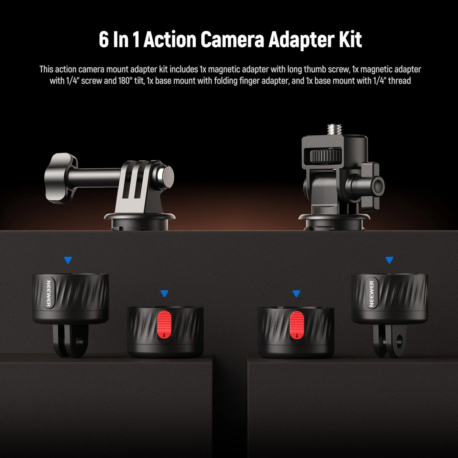 NEEWER GP-24 4 In 1 Action Camera Mount Kit 2 NEEWER GP-24 4 In 1 Action Camera Mount Kit - Image 2