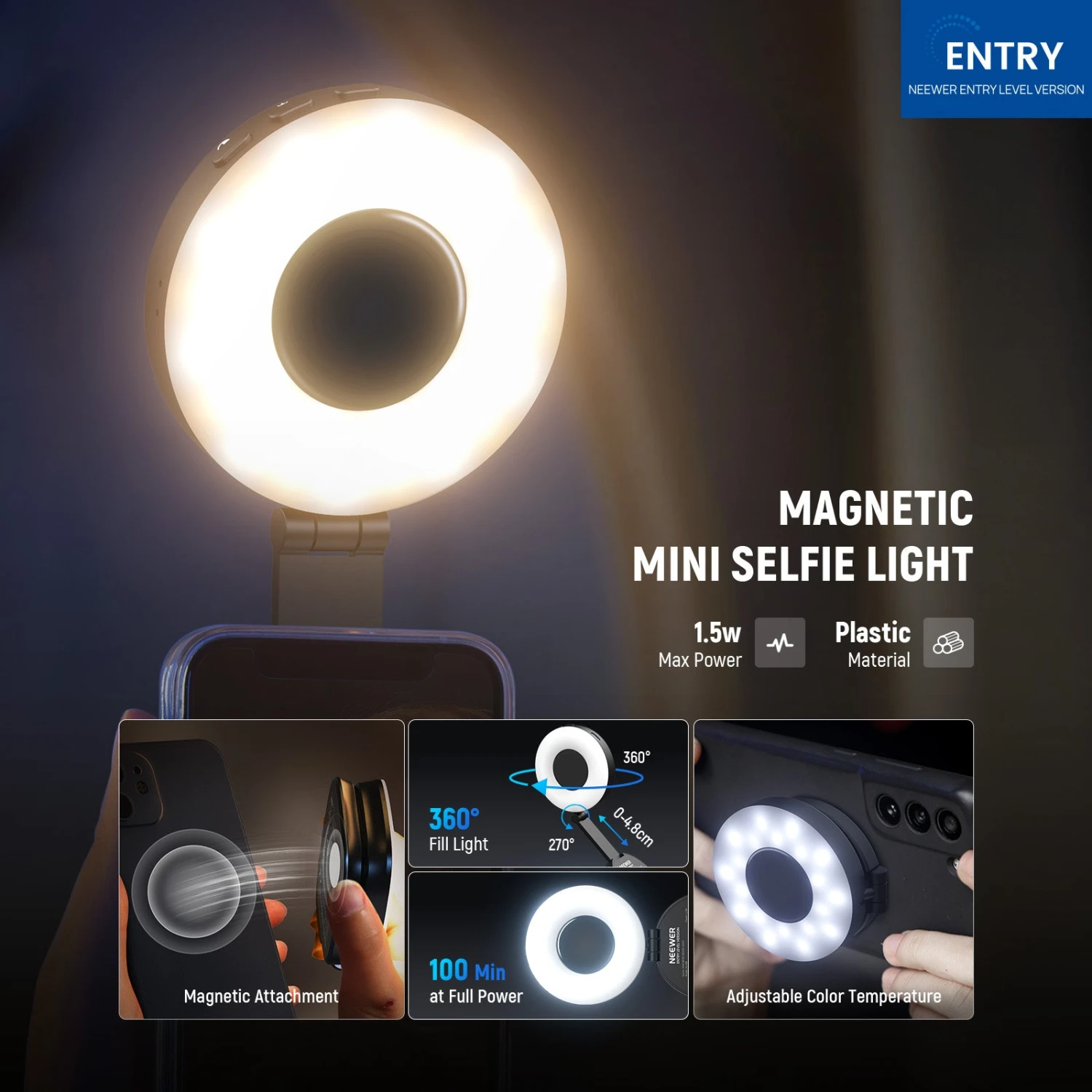 NEEWER ENTRY LEVEL VERSION NL40R Magnetic Selfie Light 2 NEEWER ENTRY LEVEL VERSION NL40R Magnetic Selfie Light - Image 2