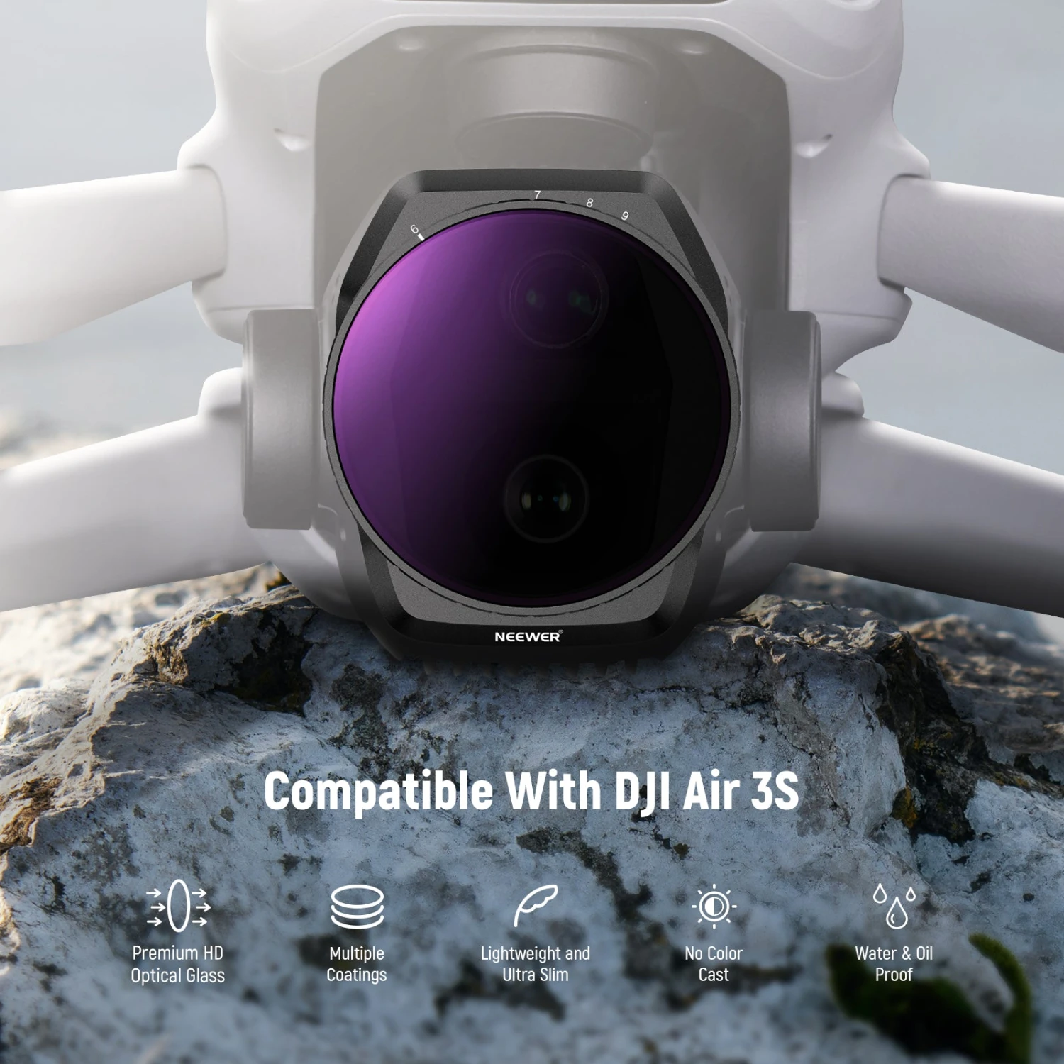 NEEWER FL-A88 2-Pack Variable ND Filter Set For DJI Air 3S 4 NEEWER FL-A88 2-Pack Variable ND Filter Set For DJI Air 3S - Image 4