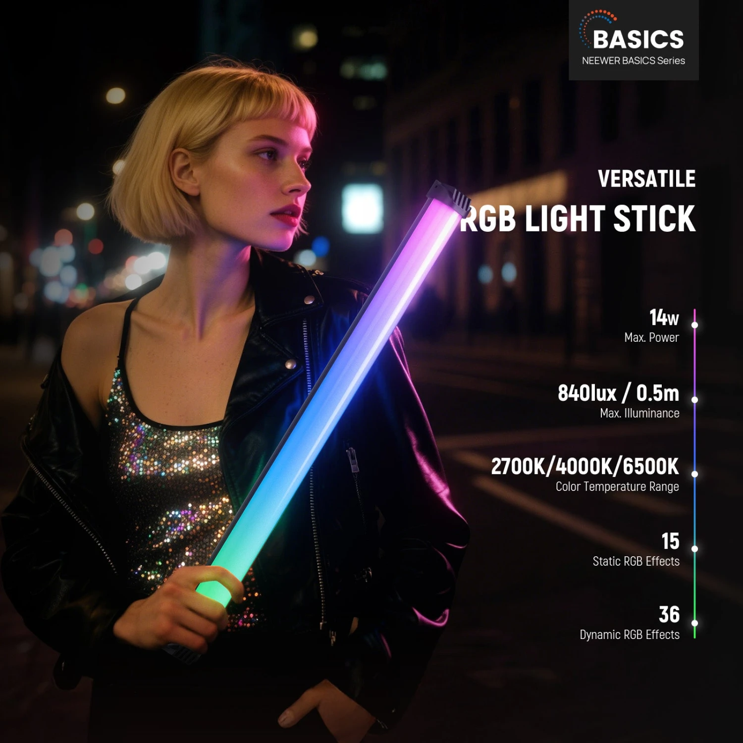 NEEWER BASICS SL50 21" Magnetic Handheld RGB Light Wand 2 NEEWER BASICS SL50 21" Magnetic Handheld RGB Light Wand - Image 2