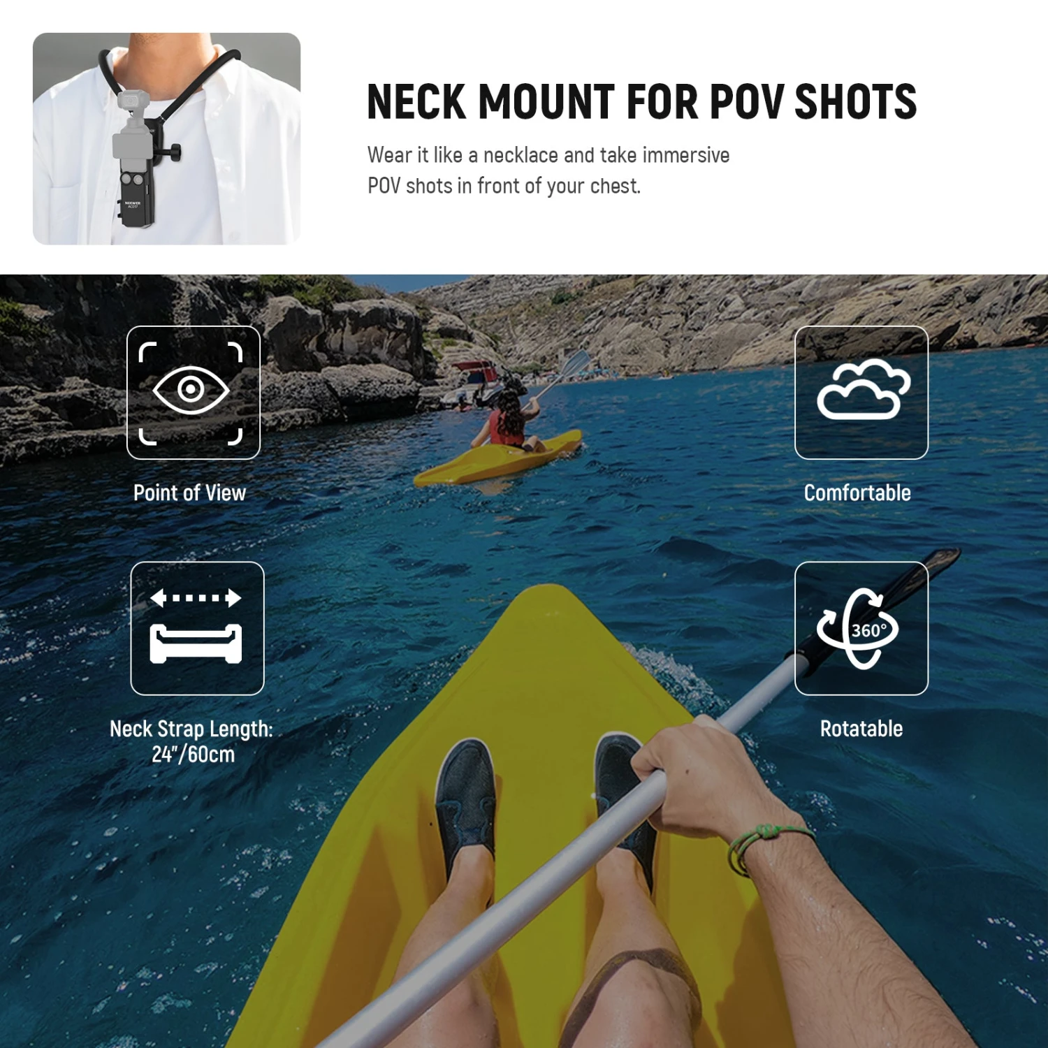 NEEWER GP39 Magnetic Action Camera Neck Mount With Pocket 3 Cage 2 NEEWER GP39 Magnetic Action Camera Neck Mount With Pocket 3 Cage - Image 2