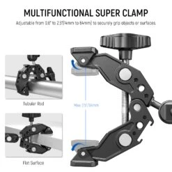 NEEWER UA036 Double Super Clamp Camera Mount 9 NEEWER UA036 Double Super Clamp Camera Mount -Photography Equipment 33000057 2 941633ae 105a 464d 9061 411c11af9aec