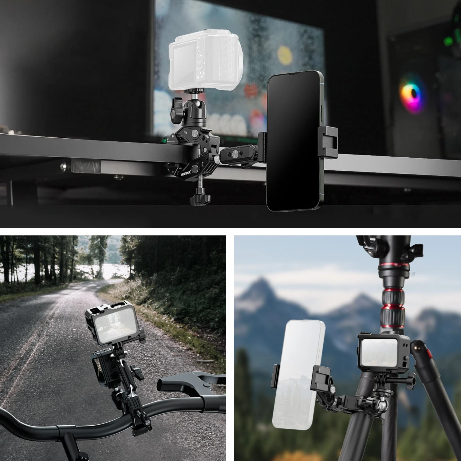 NEEWER ST85 Super Clamp With 3" Dual Ballhead Magic Arm 4 NEEWER ST85 Super Clamp With 3" Dual Ballhead Magic Arm - Image 4